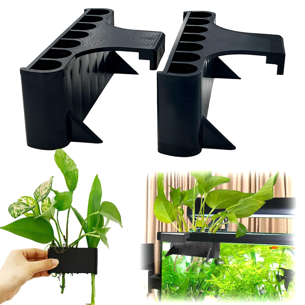 Aidmi 2PC 7 Holes aquarium plant holder side view for secure hanging and neat aquascaping