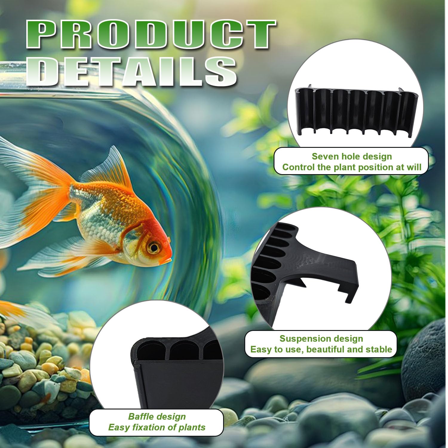Aidmi 2PC 7 Holes top hook view shows easy mounting on various aquarium tops
