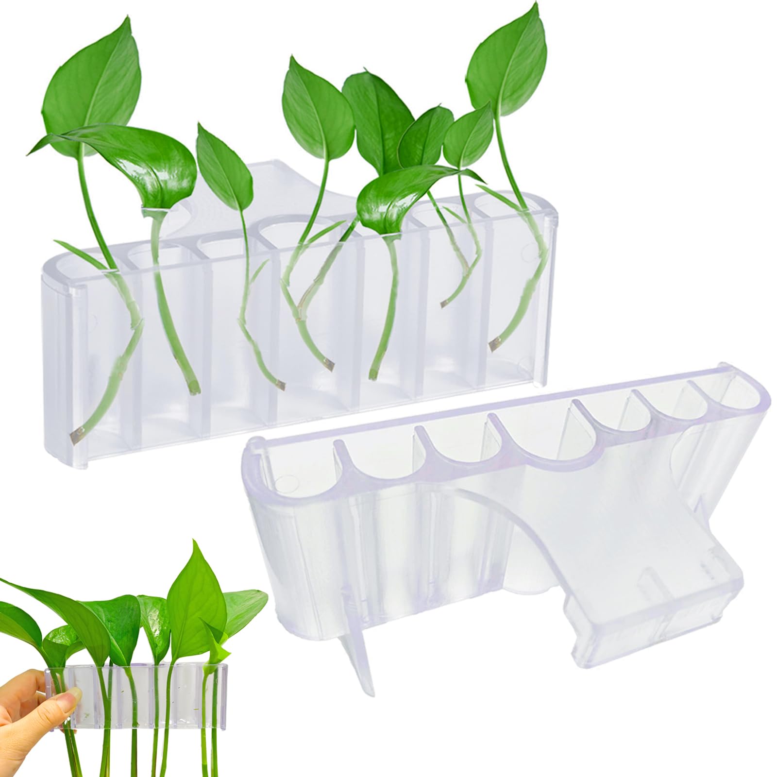 Aidmi 2pc 7-holes upgraded aquarium plant holder top view demonstrates secure top-placement for plants