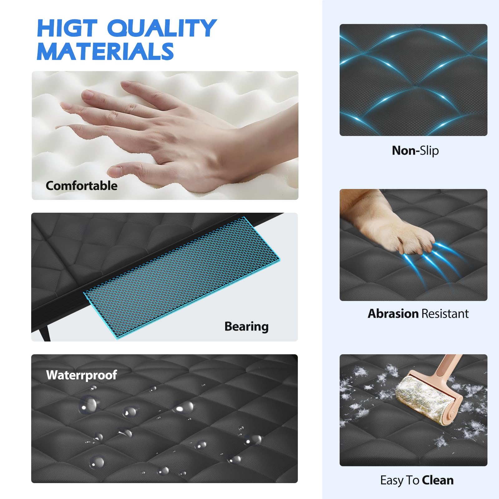 AIEDO back-seat extender dog hammock full-coverage panels ensure a stable flat surface
