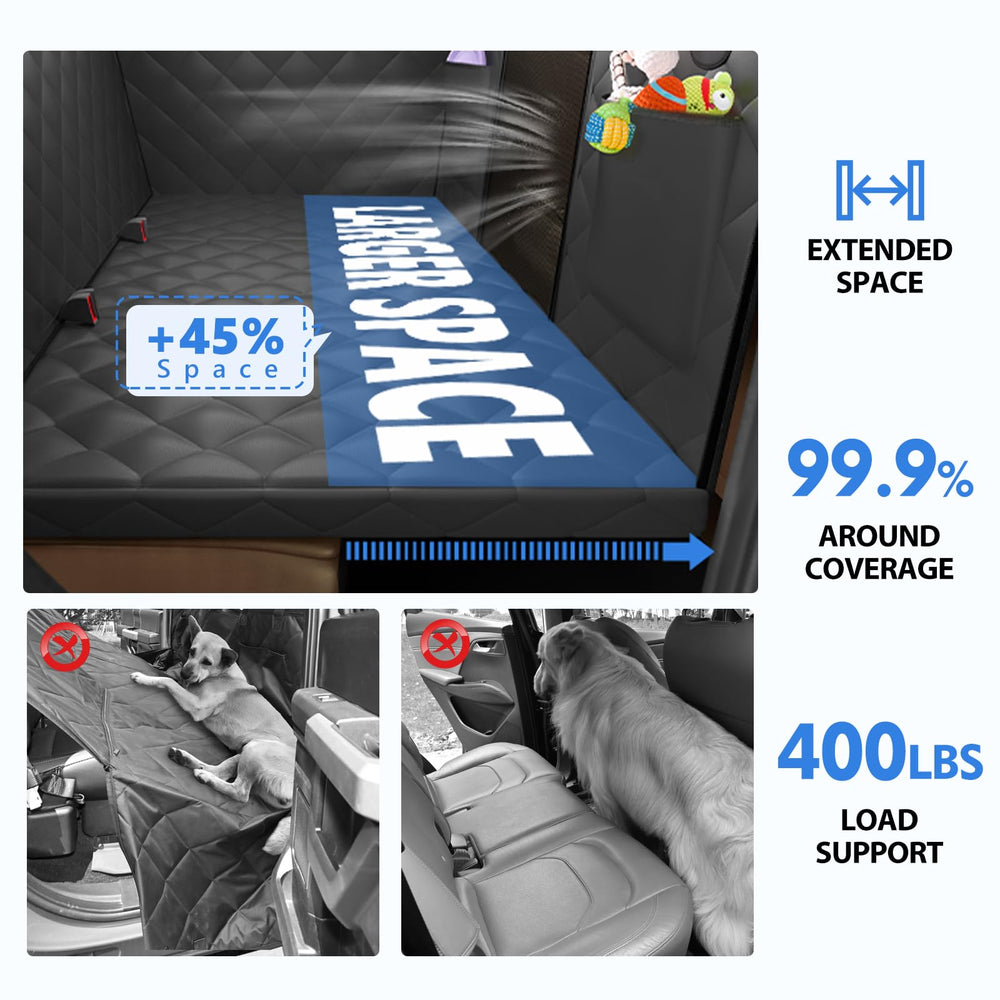 AIEDO back-seat extender dog hammock side view demonstrates secure fit for travel