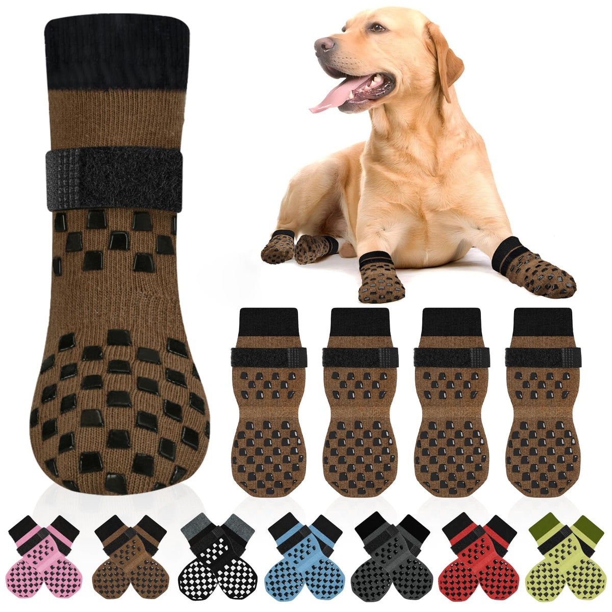 AIEDOULER calcetines-antideslizantes-agarre: mejor tracción en suelos duros para perros.