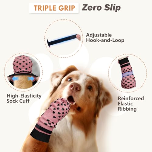 AIEDOULER calcetines antideslizantes para perro, patas, reducen resbalones sobre suelos duros.