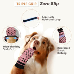 AIEDOULER calcetines antideslizantes para perro, patas, reducen resbalones sobre suelos duros.