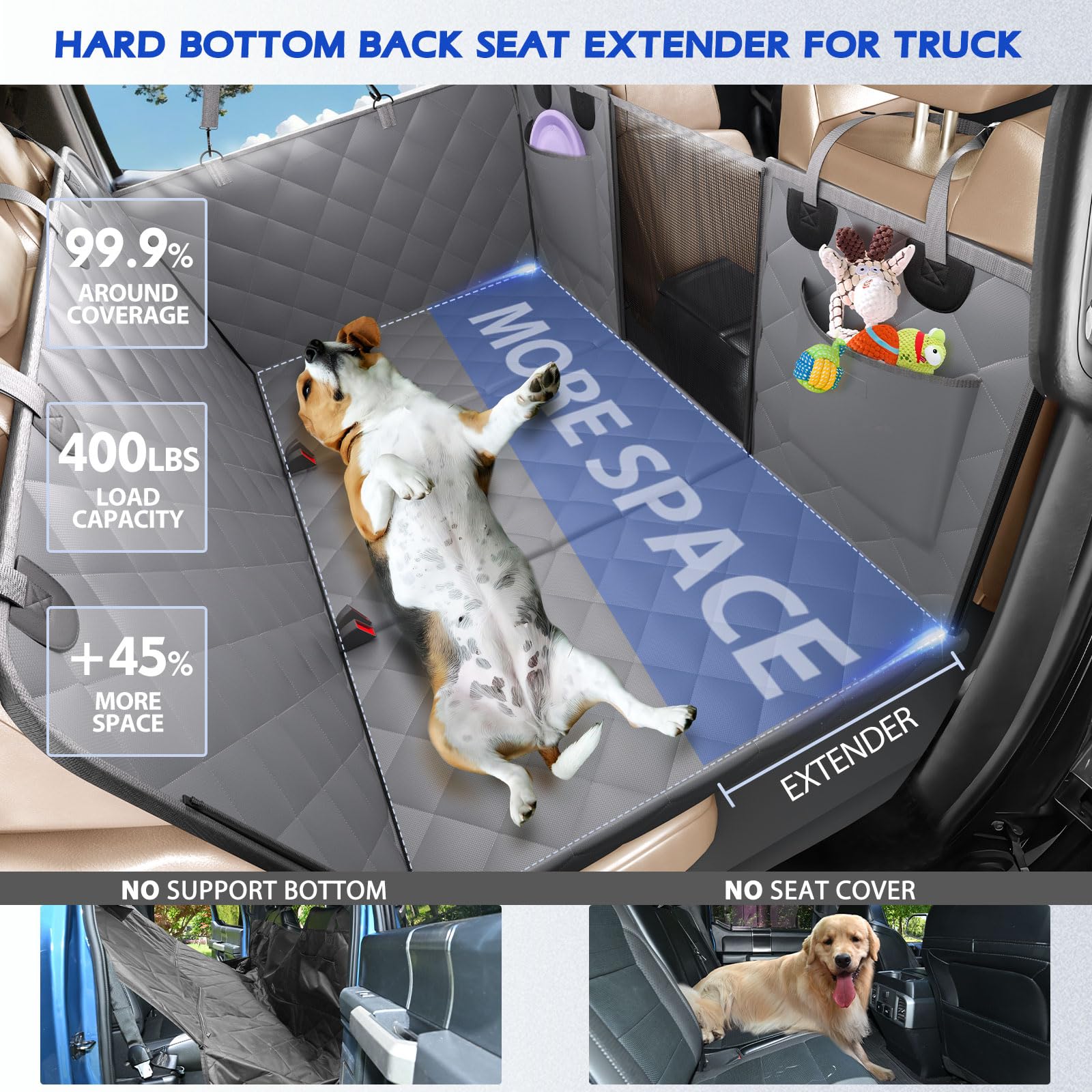 AIEDOULER dog hammock secure fit over rear seats for stable travel