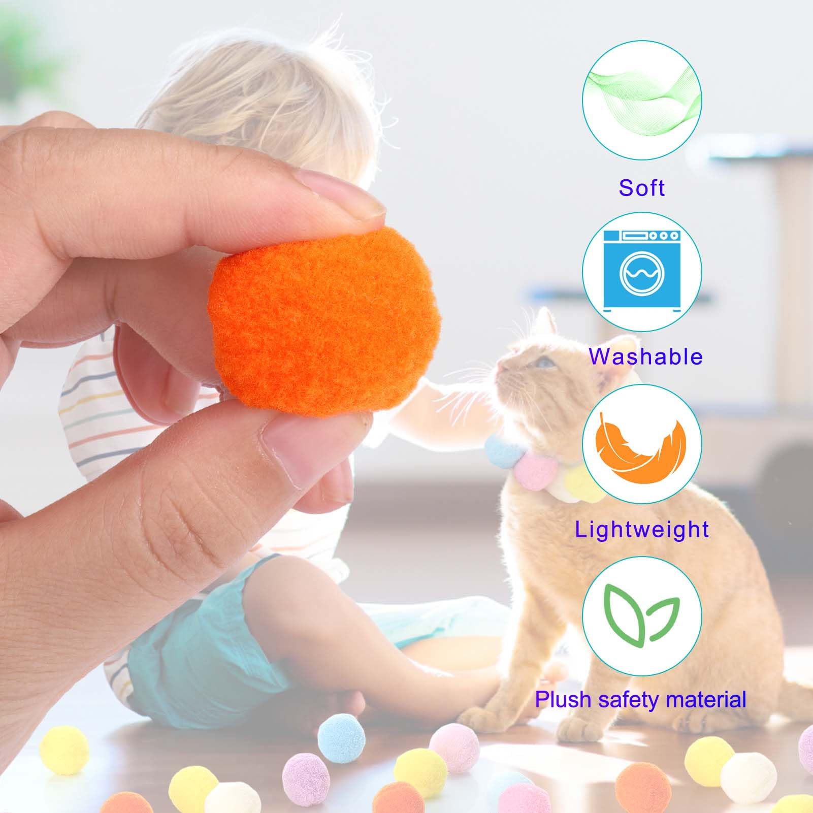 AIERSA pom-pom balls in package highlight extra balls for multi-cat play