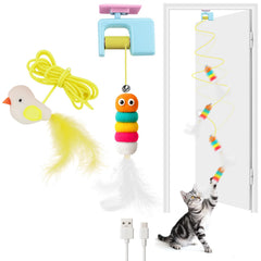 AIERSA caterpillar on door frame promotes active indoor play for cats