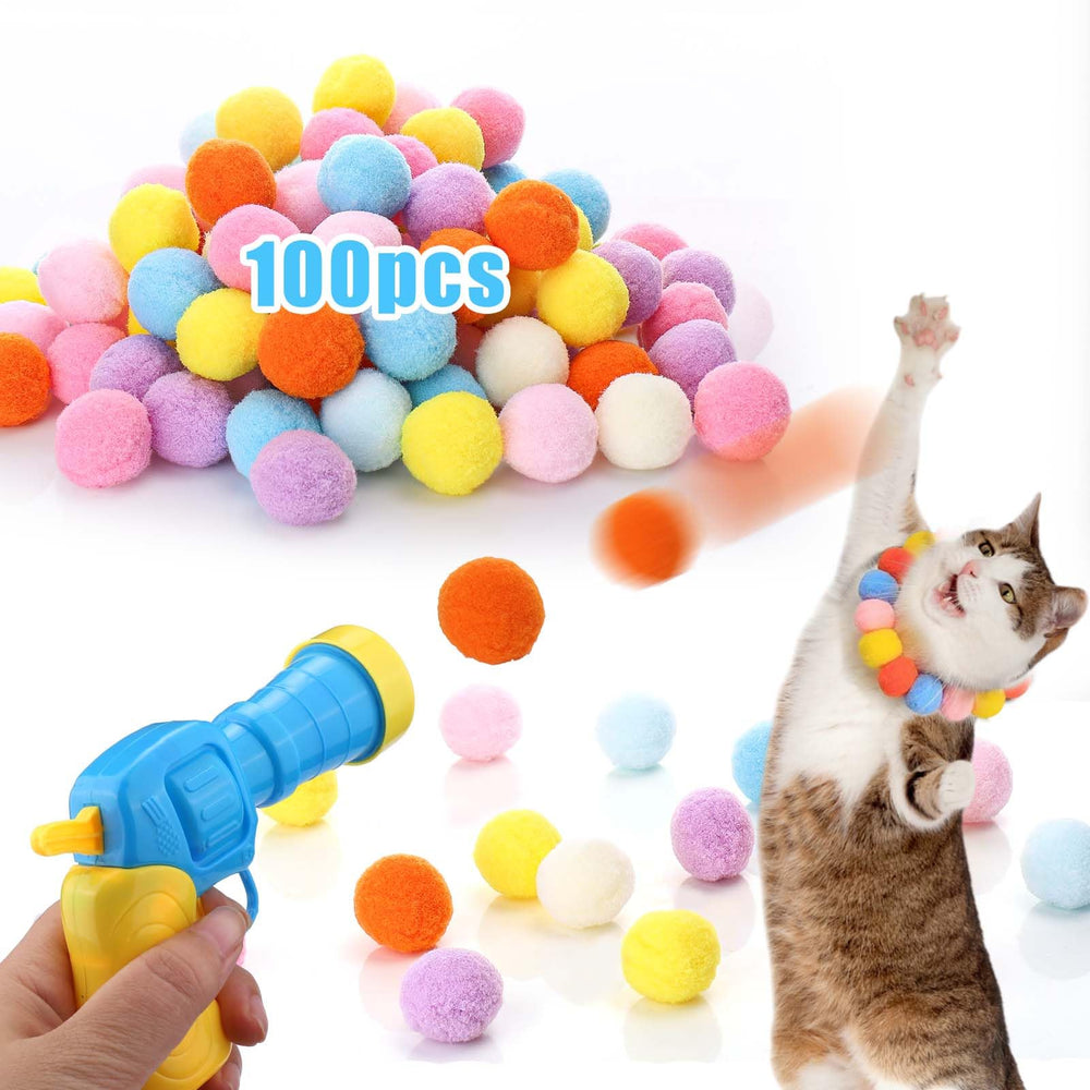 AIERSA Interactive Cat Toys launcher engages indoor cats in chasing pom-pom balls