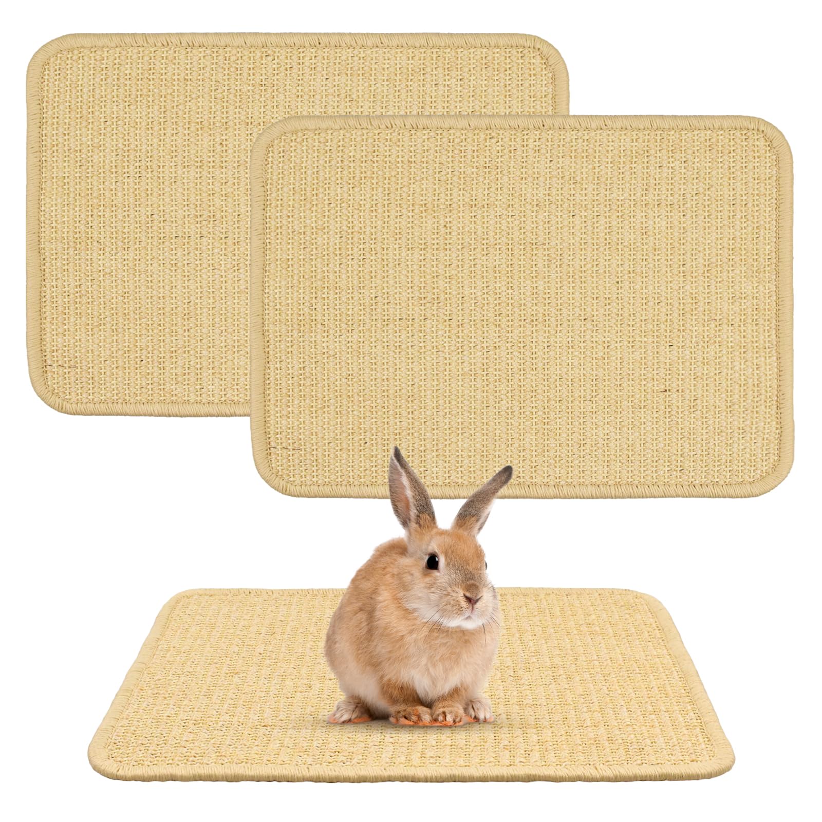 Aifong rabbit scratch mat front view with natural sisal surface for gentle scratching