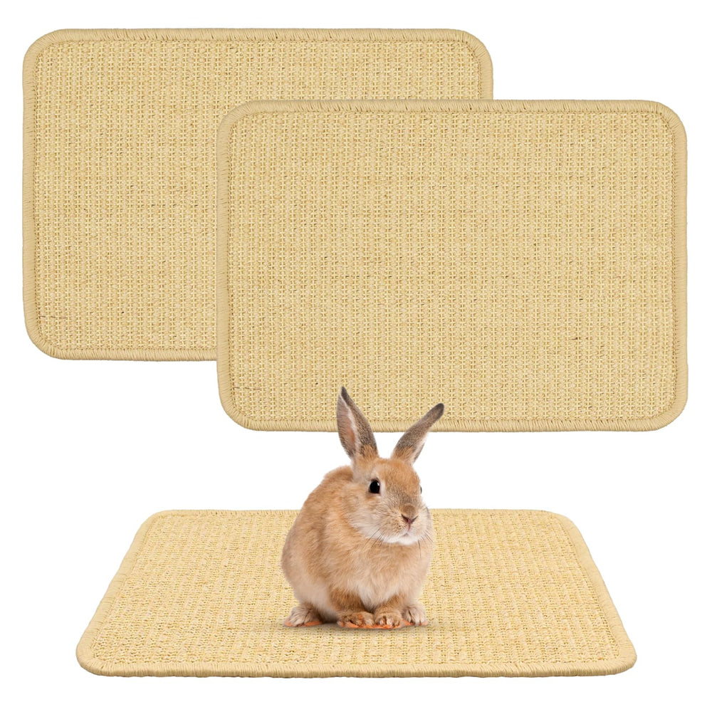 Aifong rabbit scratch mat front view with natural sisal surface for gentle scratching