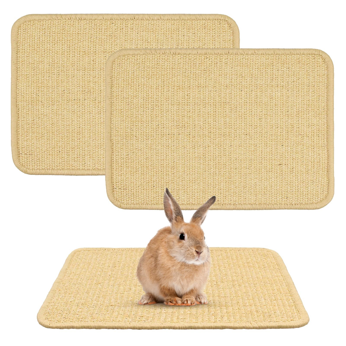 Aifong rabbit scratch mat front view with natural sisal surface for gentle scratching