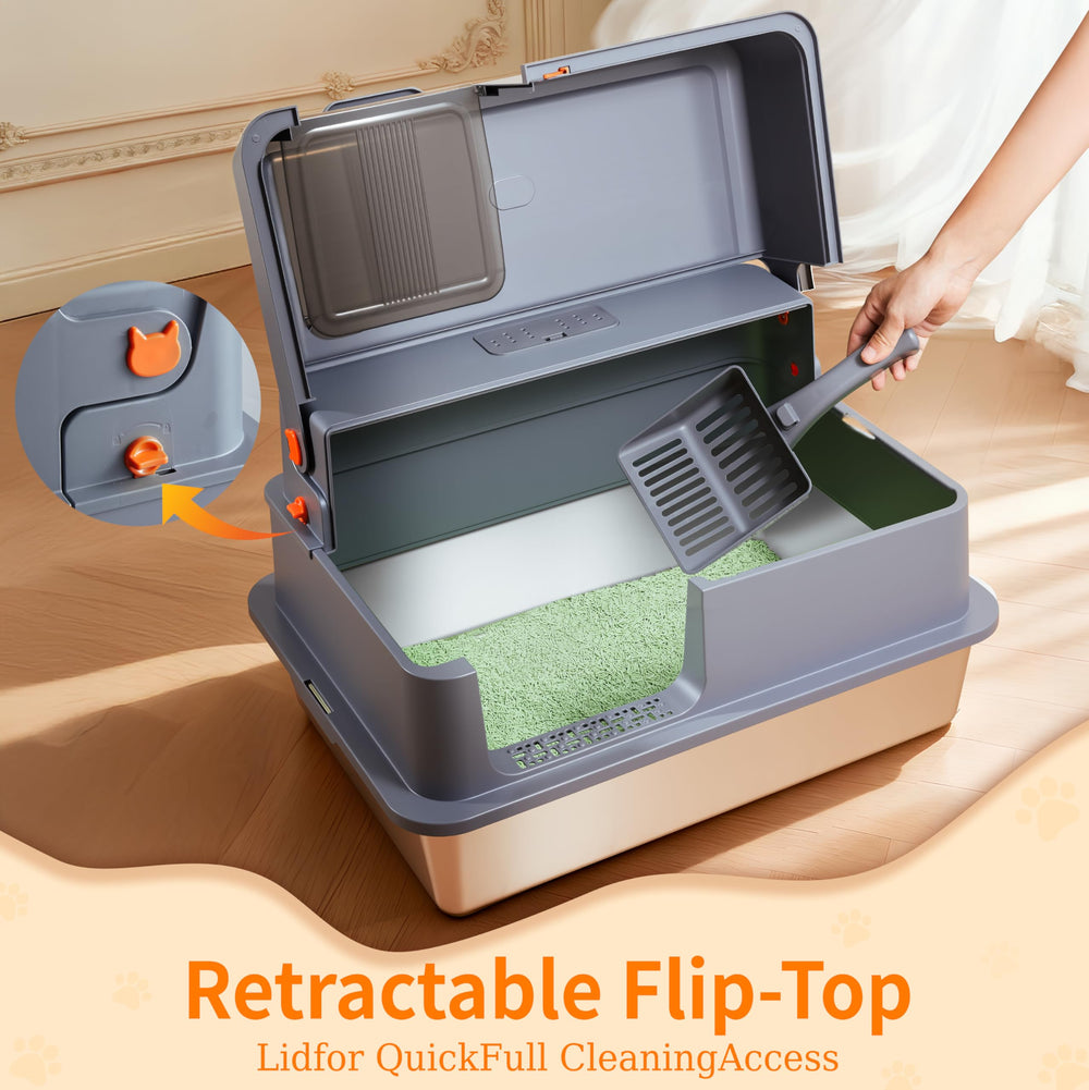 AIFUN XXXL lid in fully open position provides kitten-friendly access