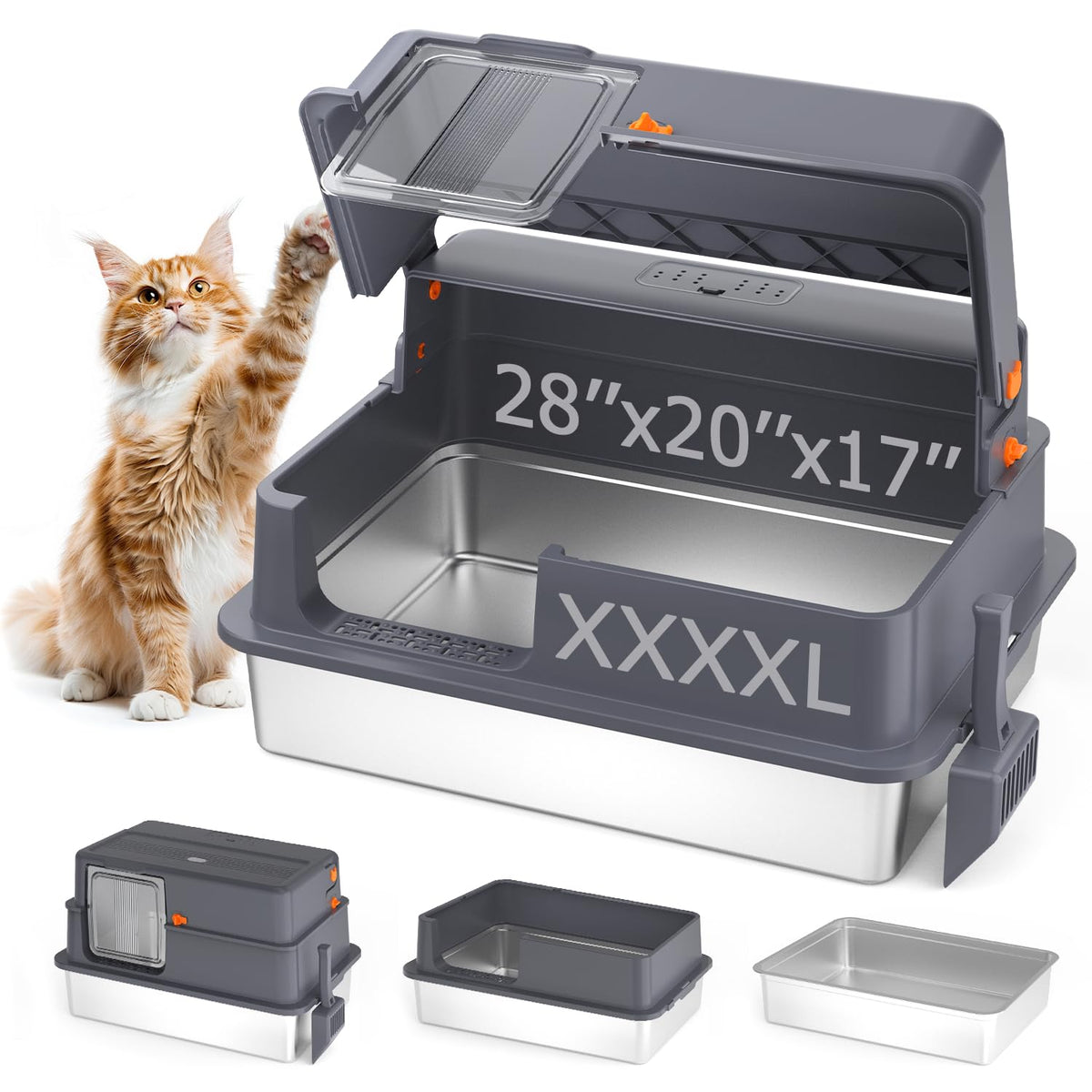 AIFUN XXXL litter box side entry for easy access in multi-cat homes