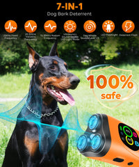 AiGerdinn bark deterrent device LCD display close-up showing mode and battery status for quick adjustments.