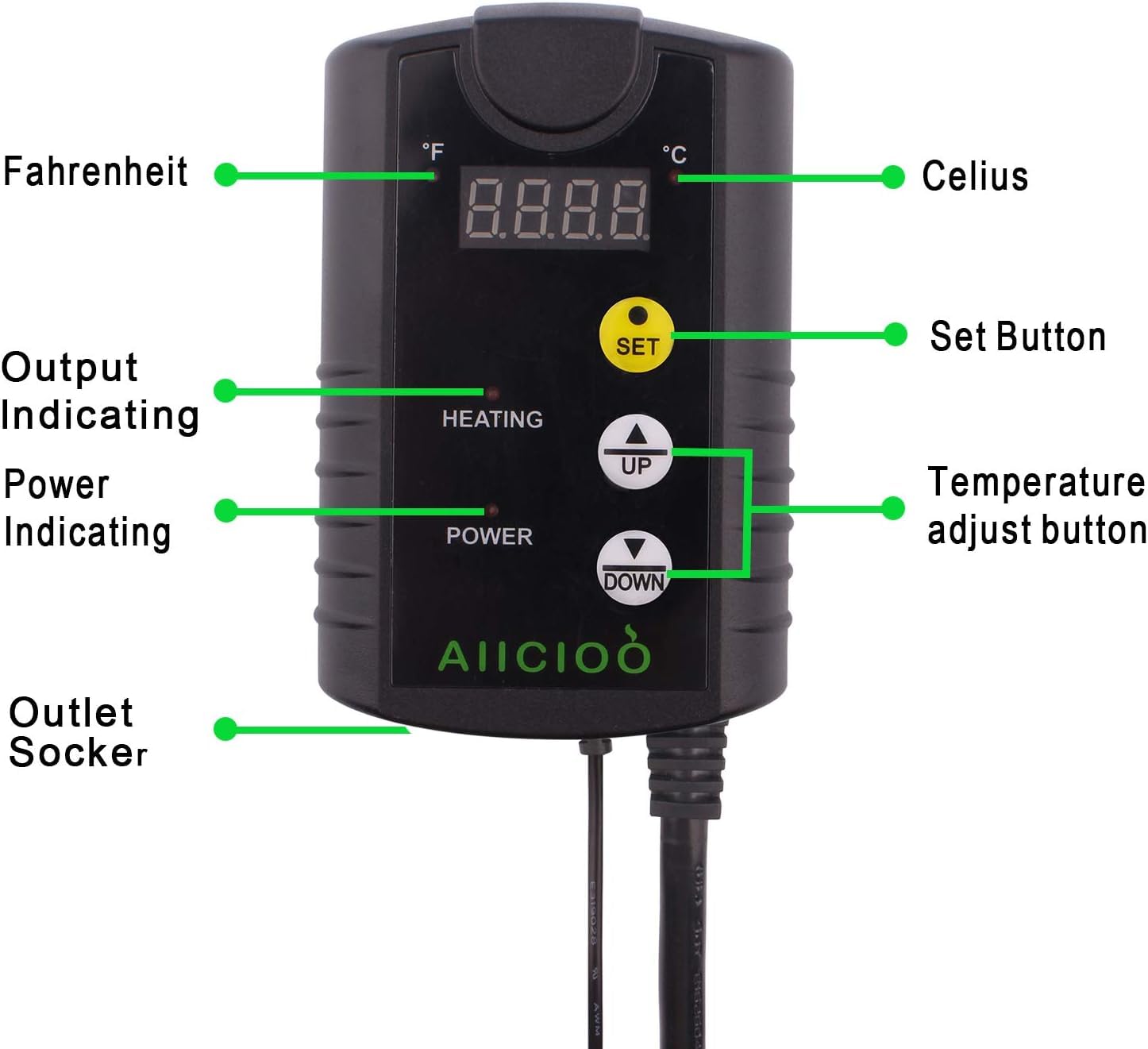 Aiicioo combo set includes thermostat and heat pad for continuous warmth.