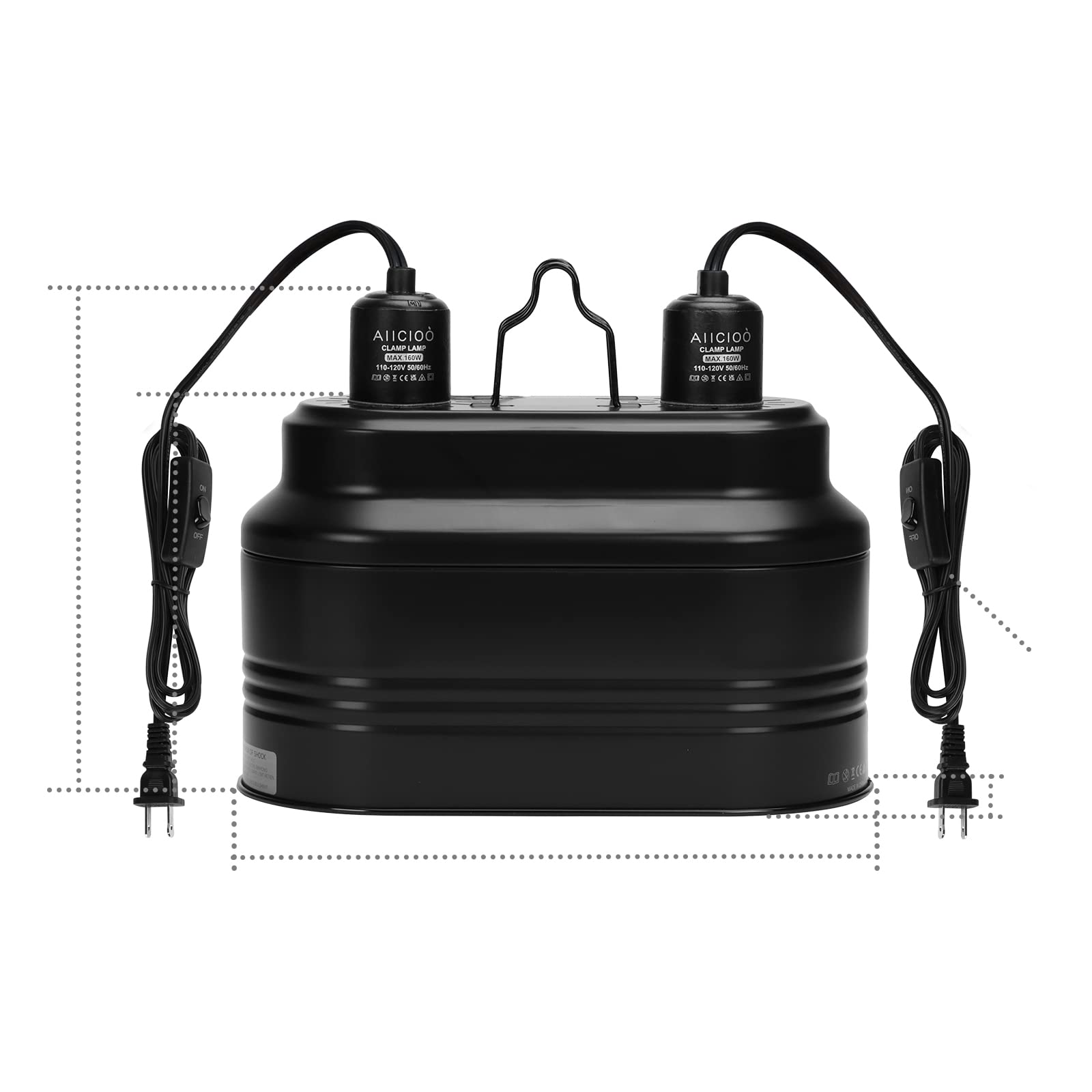 Aiicioo dual reptile light fixture hanging hooks enable easy mounting on terrarium stands.
