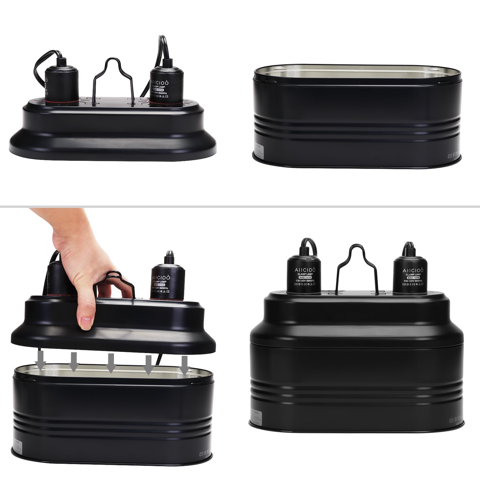 Aiicioo uvb-compatible reptile light fixture supports UVA UVB options for habitat enrichment.