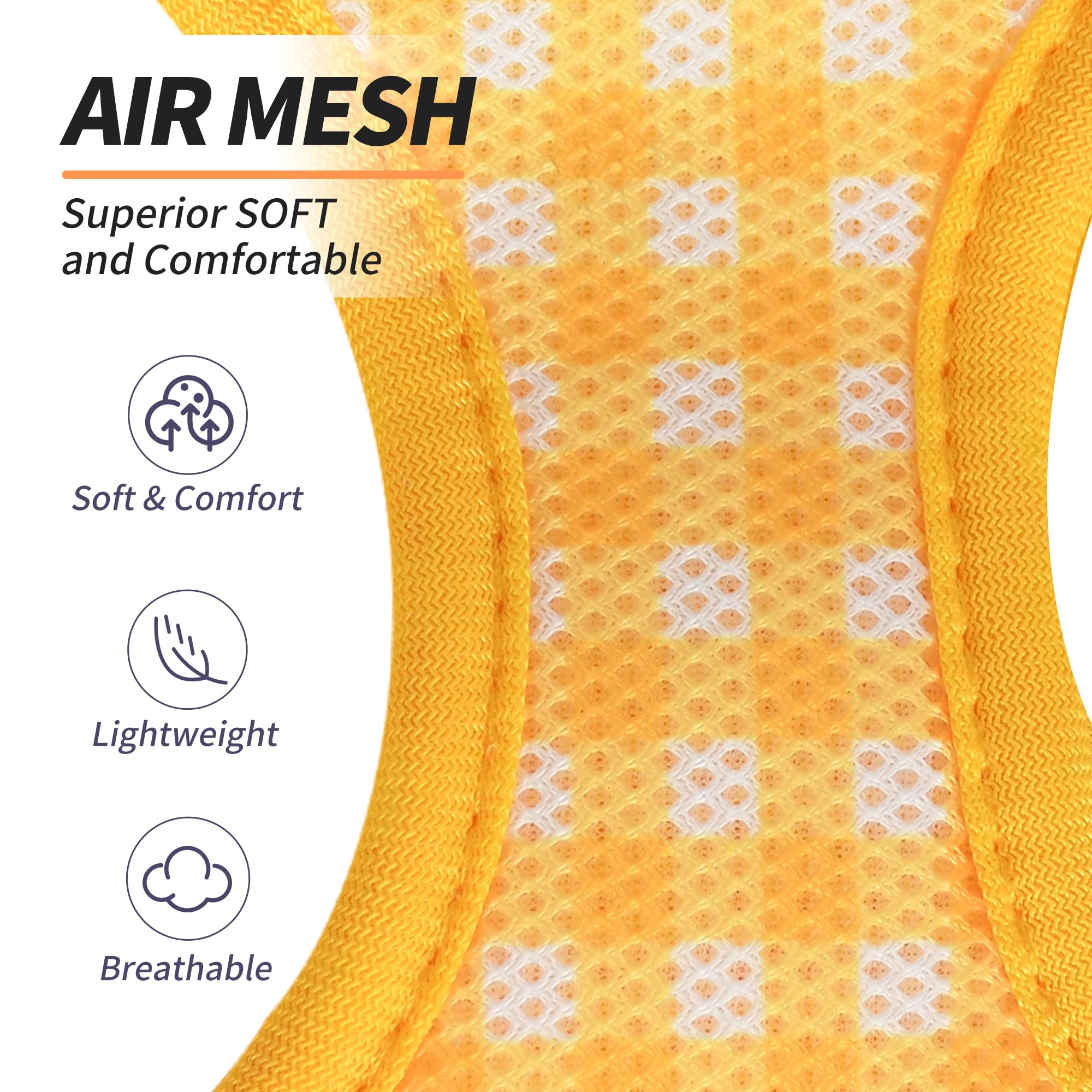 AIITLE dog leash set in yellow plaid close-up showing secure clip and comfort.