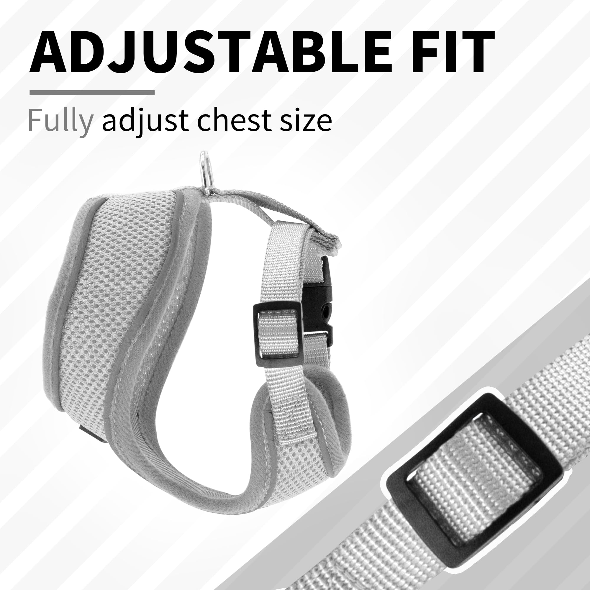 Aiitle harness grey – escape-proof mesh keeps active dogs secure.