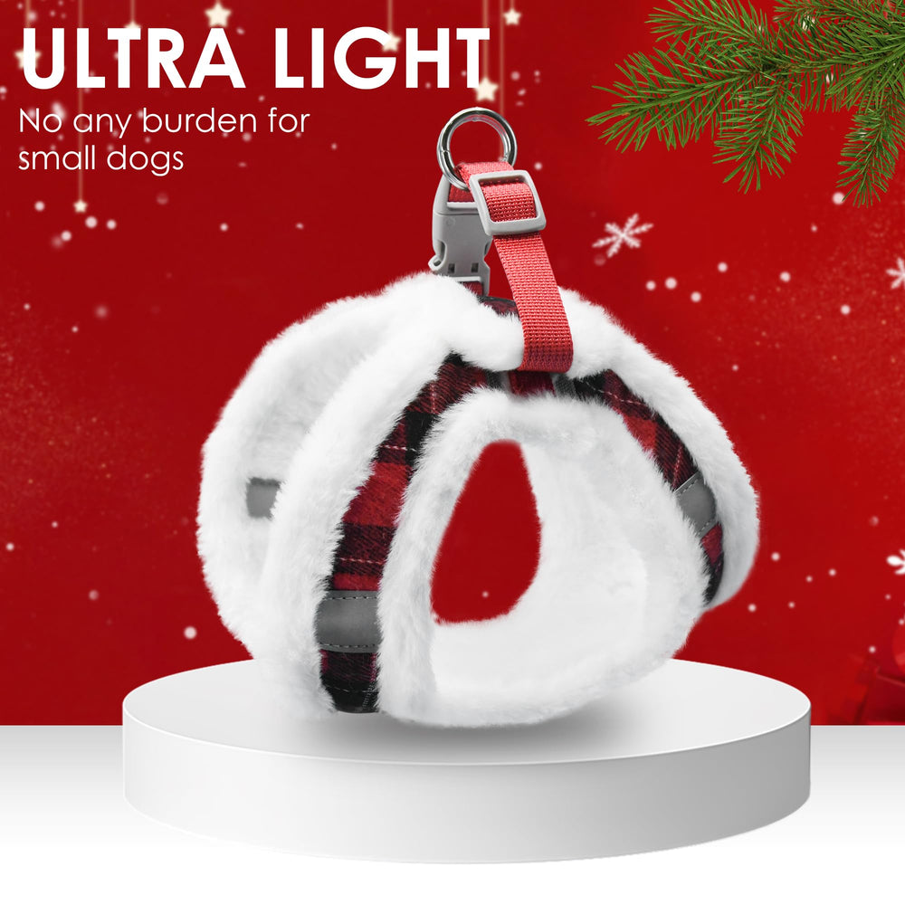 Aiitle festive plaid pattern harness makes a charming gift for dogs and owners.