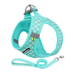 AIITLE No Pull harness turquoise XXS close-up showing escape-proof design for tiny pets.