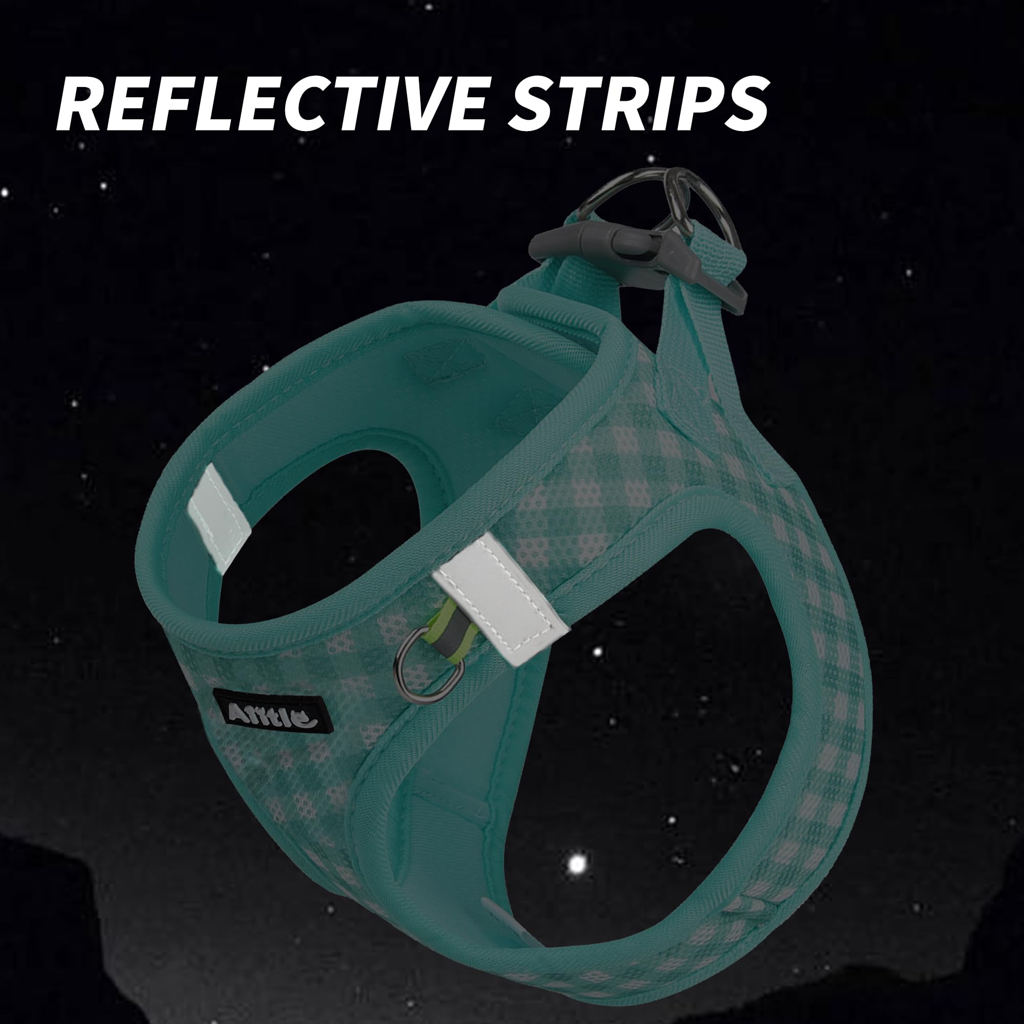 AIITLE plaid pattern harness in turquoise highlighting stylish design.