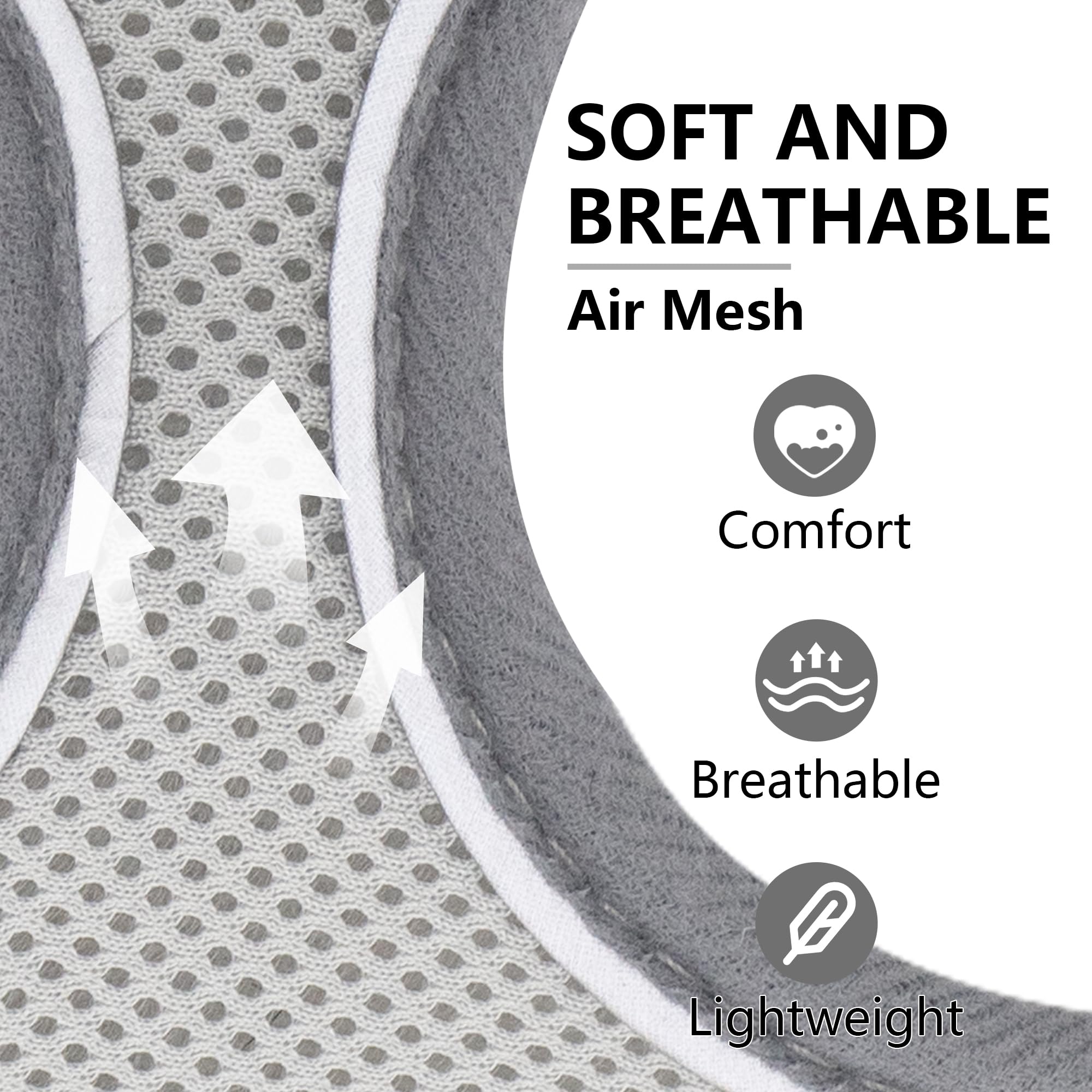 Aiitle harness grey – reflective safety strips aid visibility during night walks.