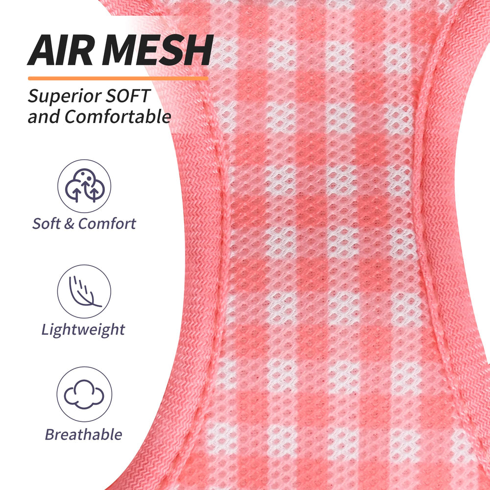AIITLE step-in-dog-harness plaid watermelon-m easy wear for busy mornings