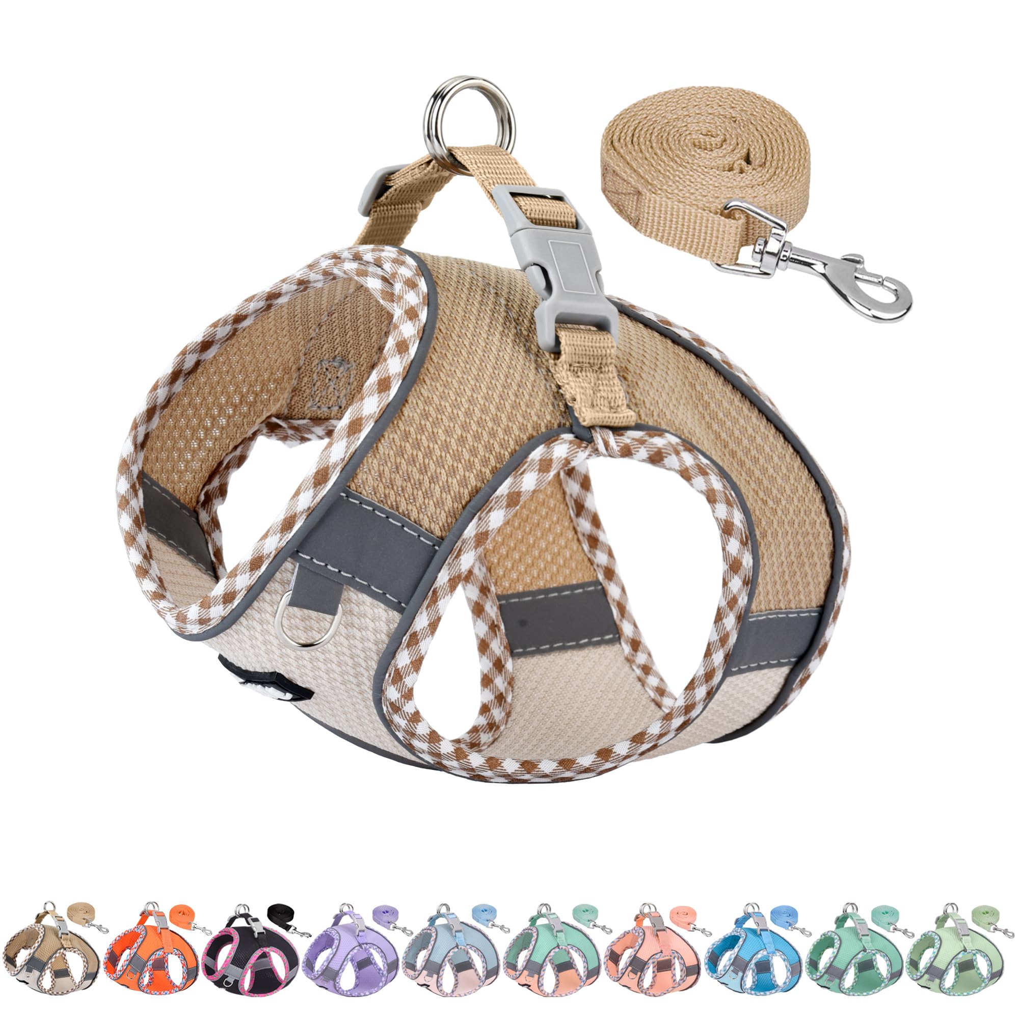 AIITLE Tiny Dog Harness close-up shows breathable jacquard fabric for comfort
