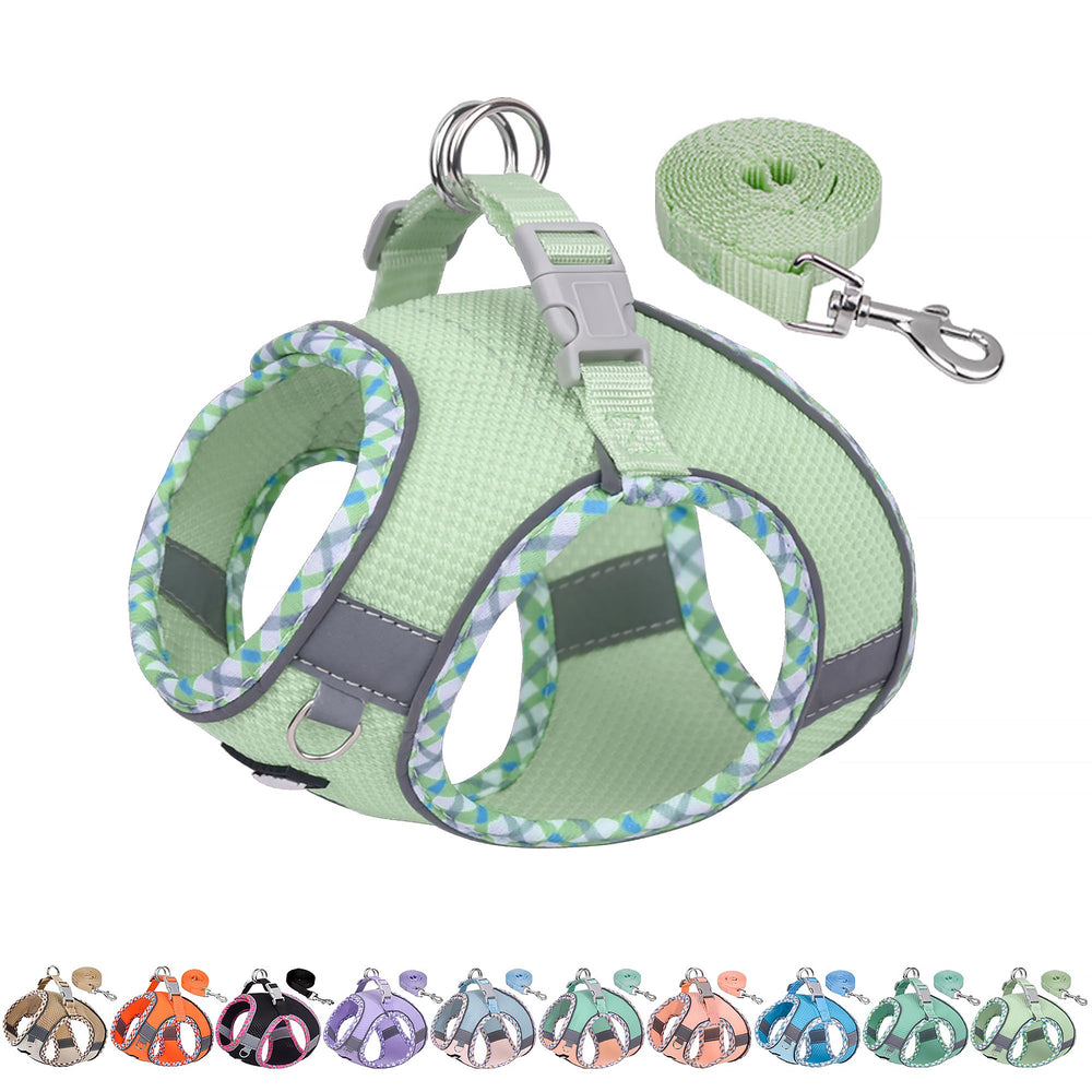 Aiitle Tiny Dog Harness close-up shows breathable jacquard fabric for daily comfort