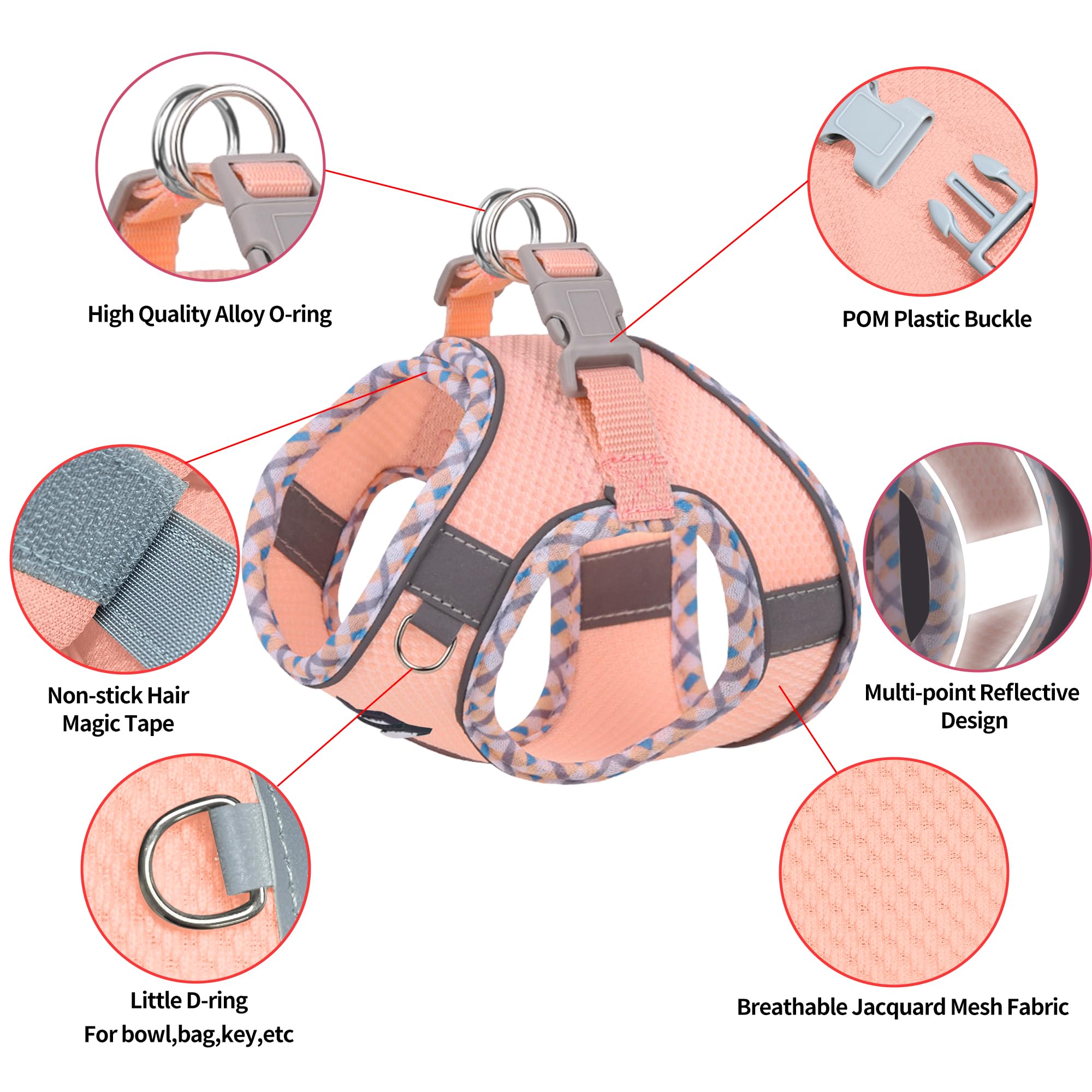 Aiitle Tiny Dog Harness pink xxxs everyday-use ready for four seasons