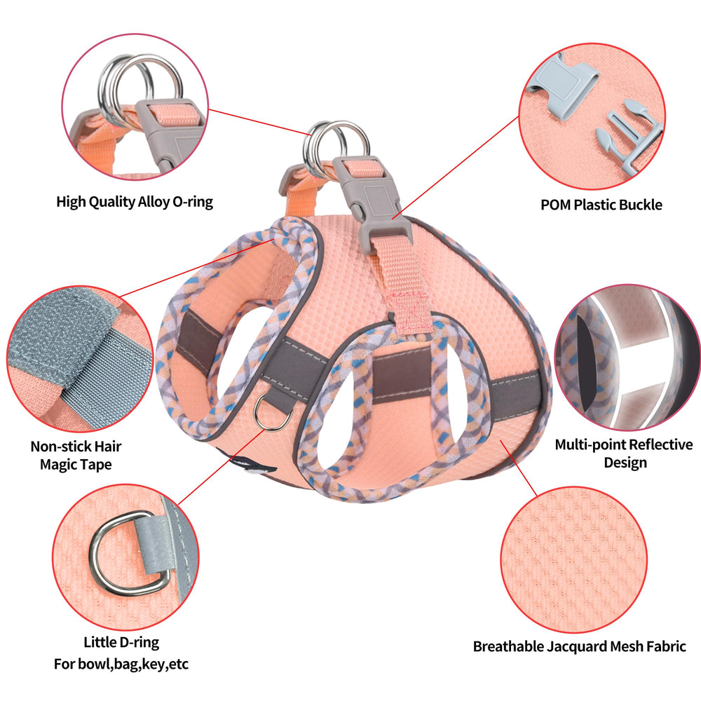 Aiitle Tiny Dog Harness pink xxxs everyday-use ready for four seasons