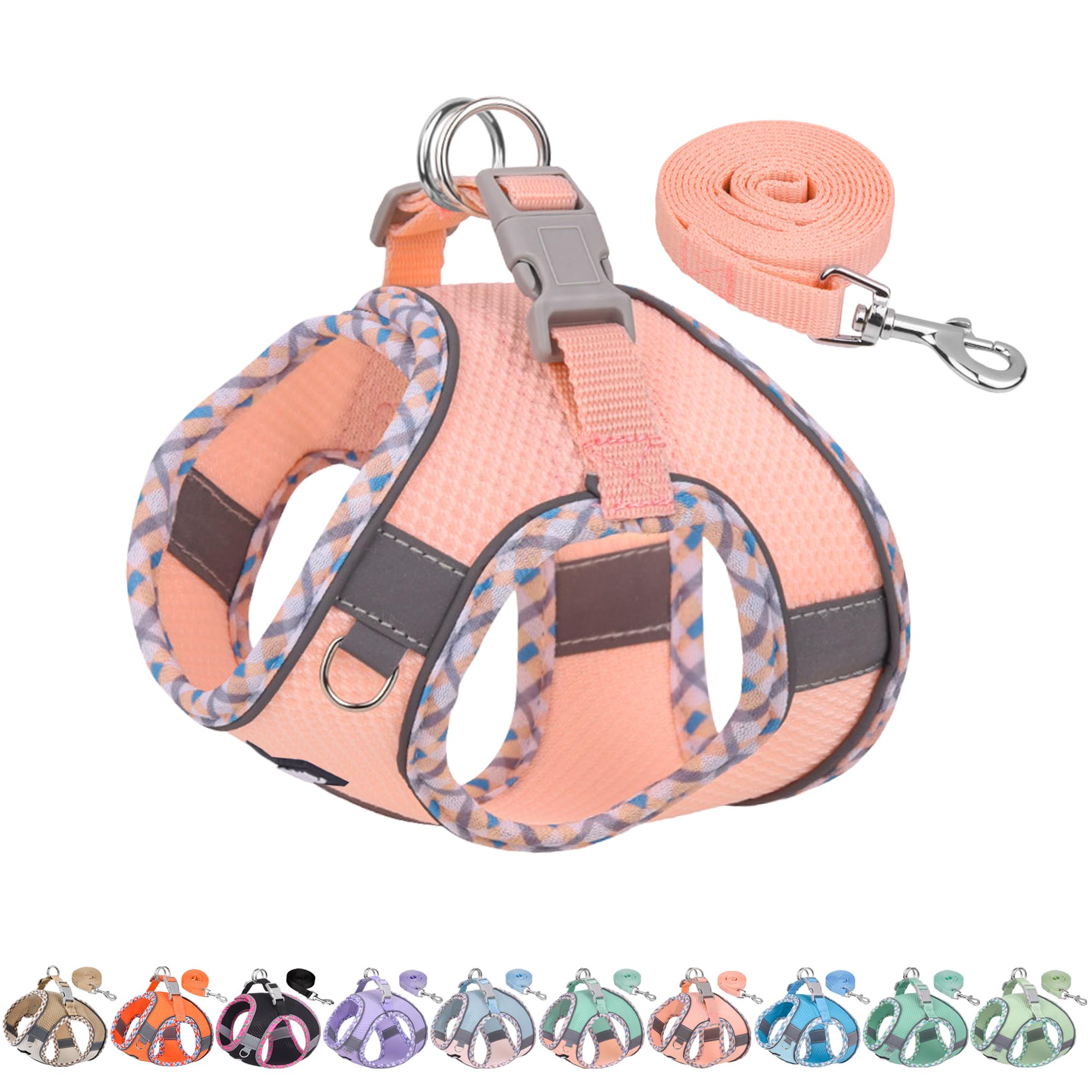 Aiitle Tiny Dog Harness pink xxxs front view highlights lightweight mesh comfort for small breeds