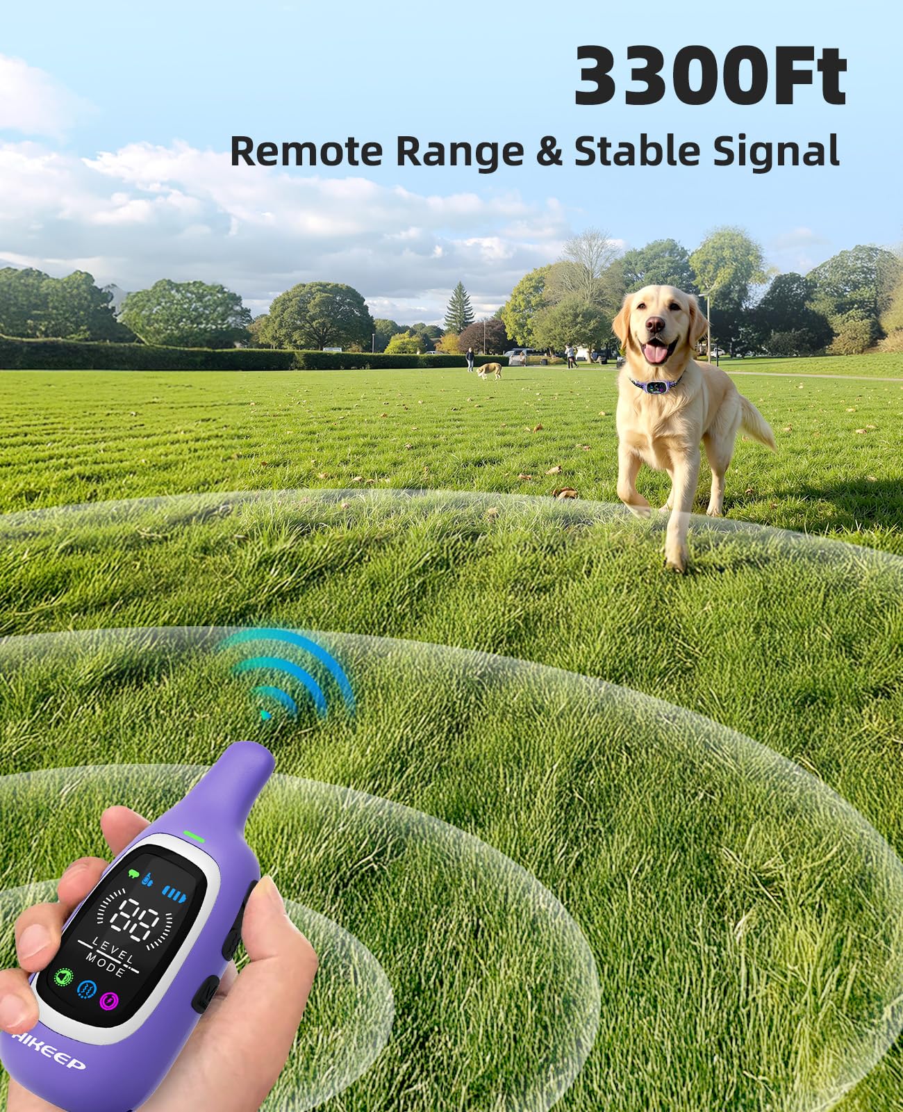 AIKEEP 2-in-1 collar with backlit LED display for easy low-light use.