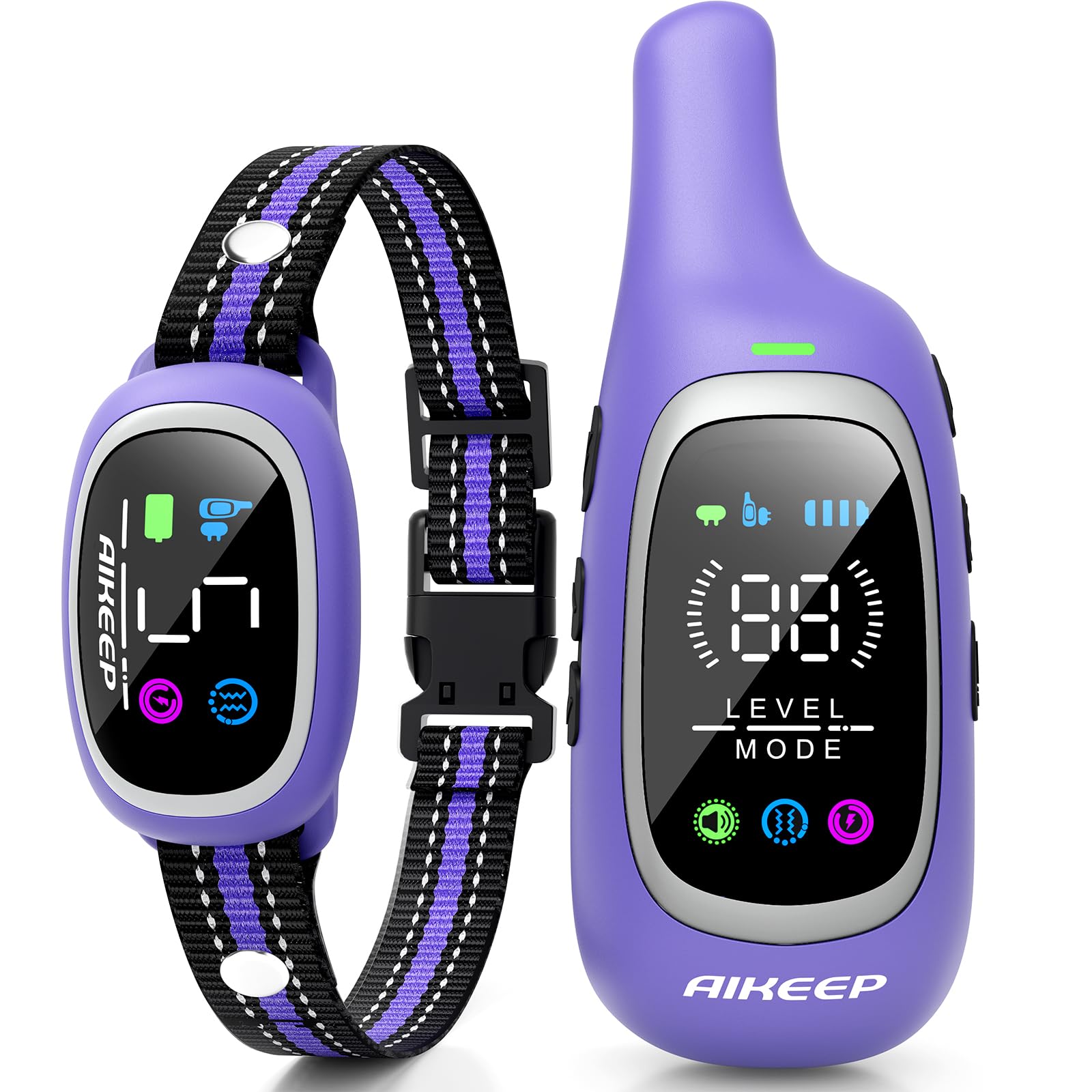 AIKEEP 2-in-1 collar remote in hand shows long-range training capability.