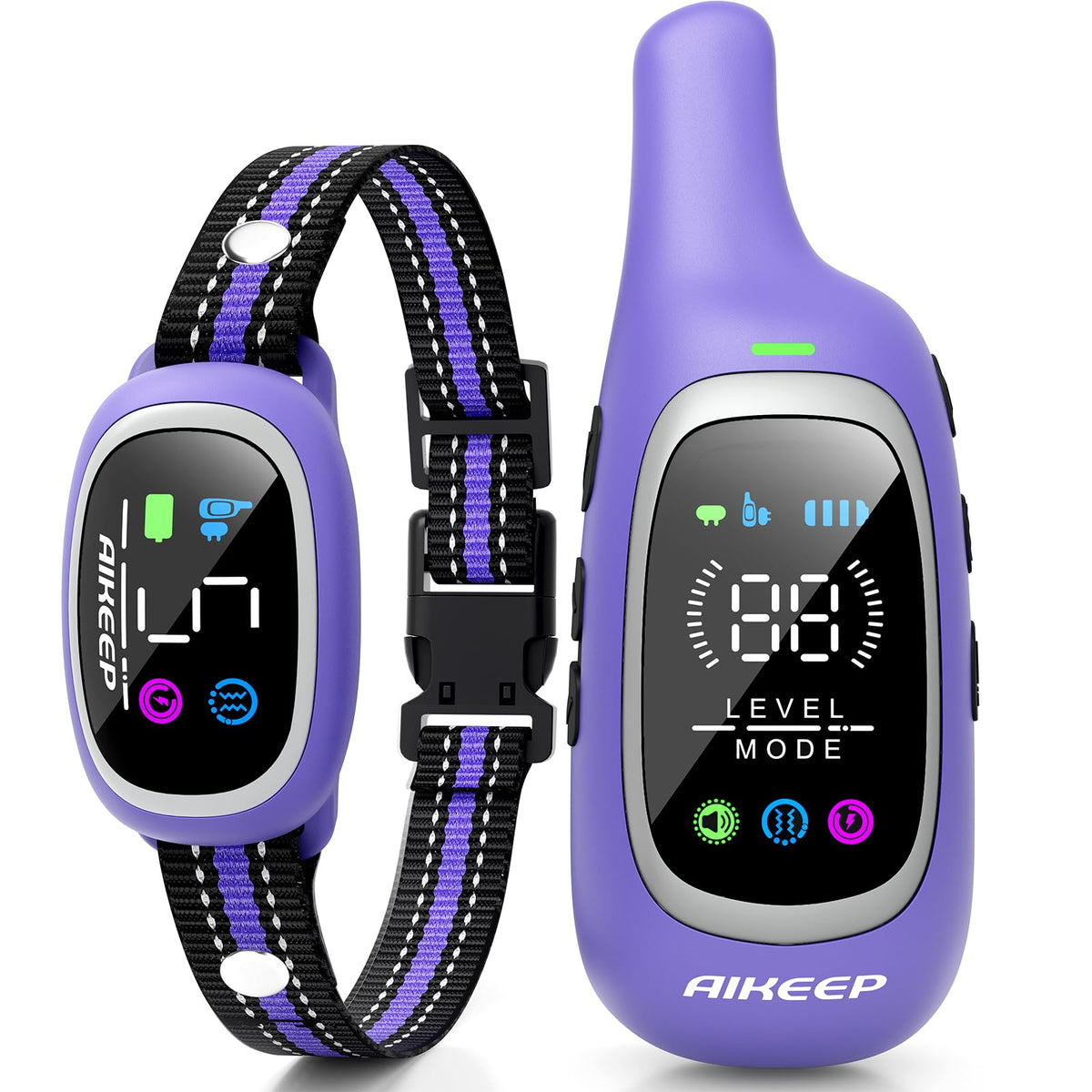 AIKEEP 2-in-1 collar remote in hand shows long-range training capability.