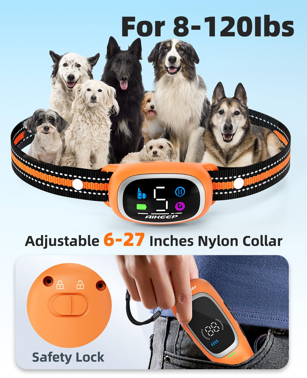 AIKEEP adjustable nylon collar fits small to large dogs securely.