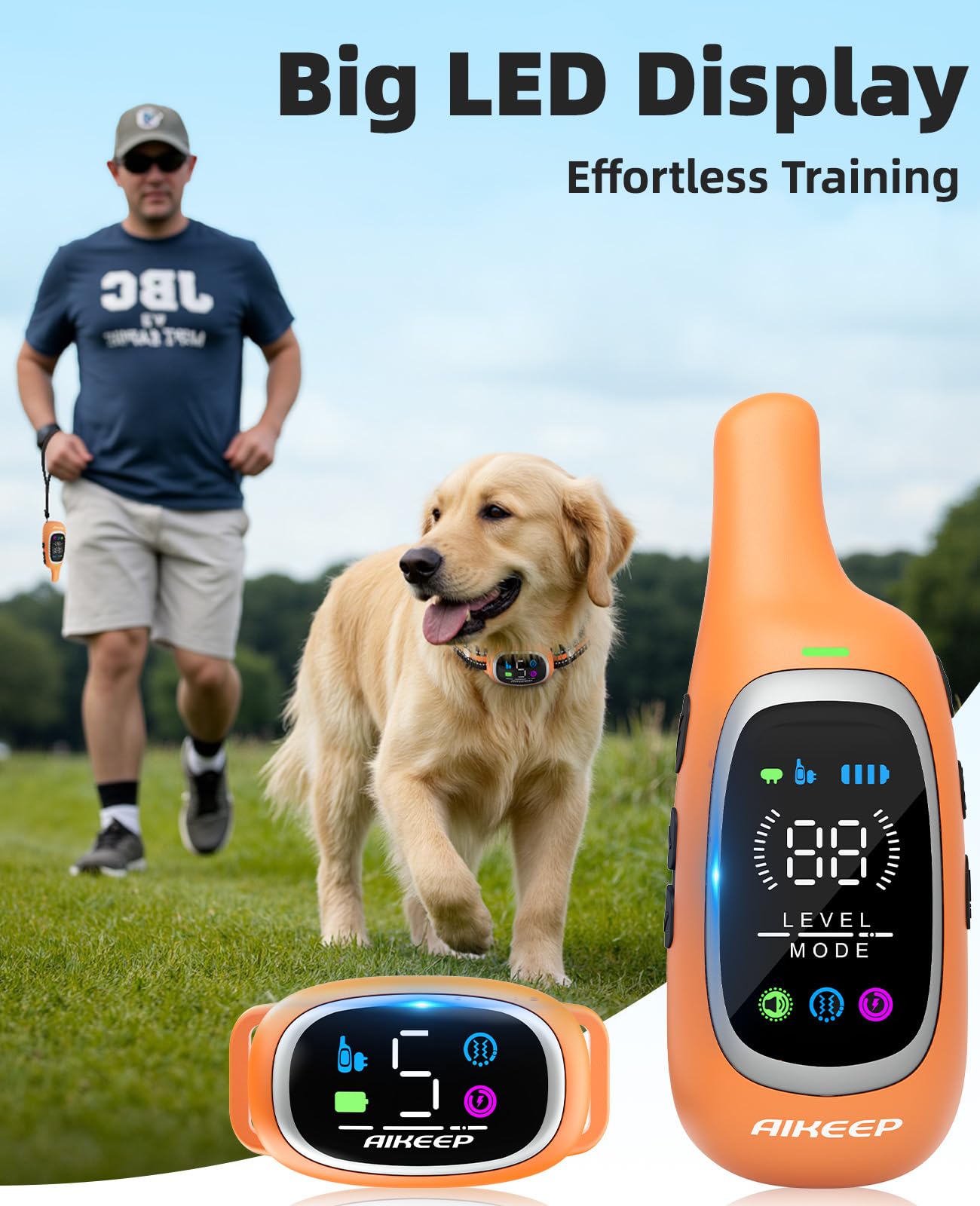 AIKEEP modes include shock, beep, vibration, and bark detection for flexible training.