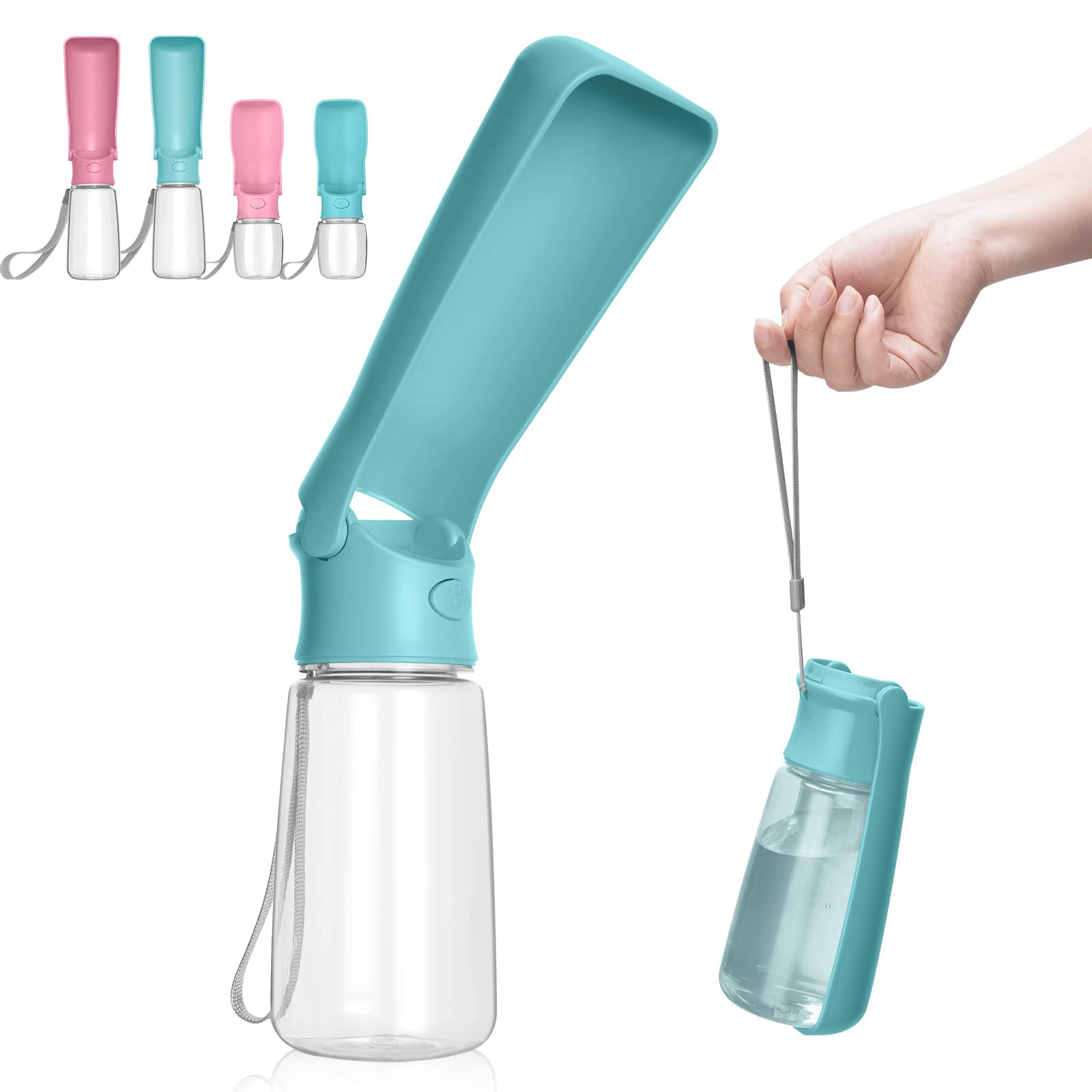 AIKIDS portable dog water bottle with foldable cup for hiking hydration.