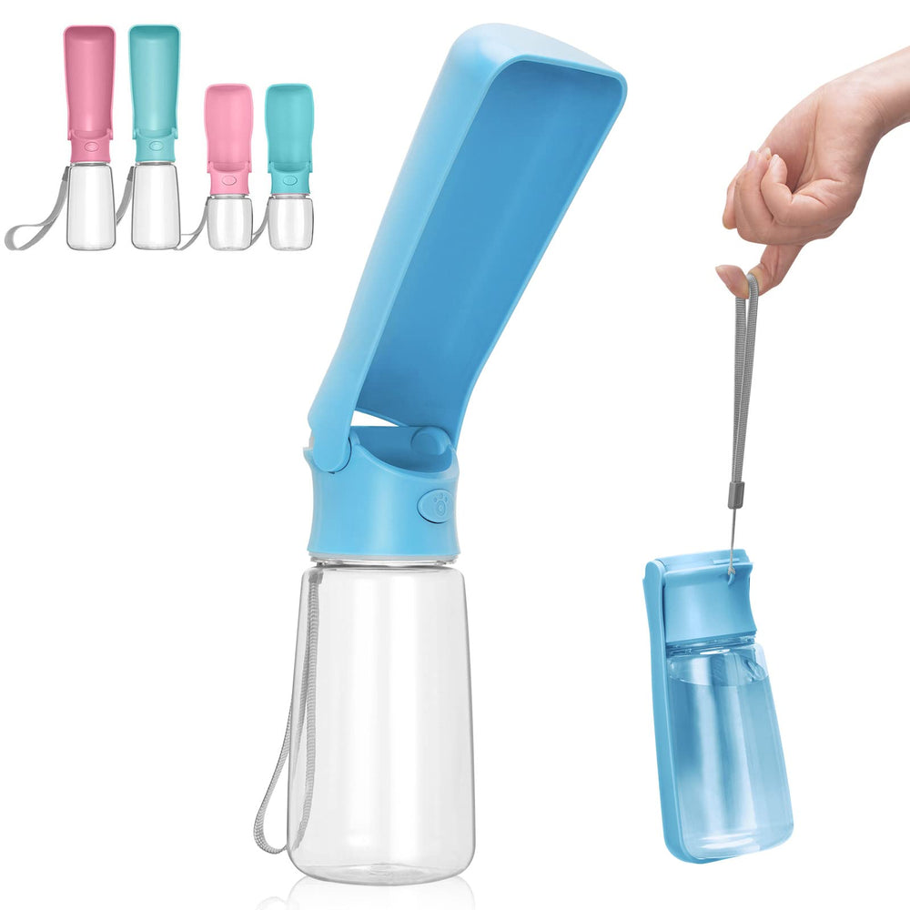 AIKIDS portable dog water bottle foldable sky blue for easy travel
