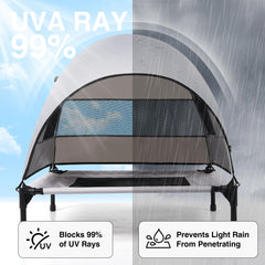 Aimease dog bed with removable shade shown in sunny setup