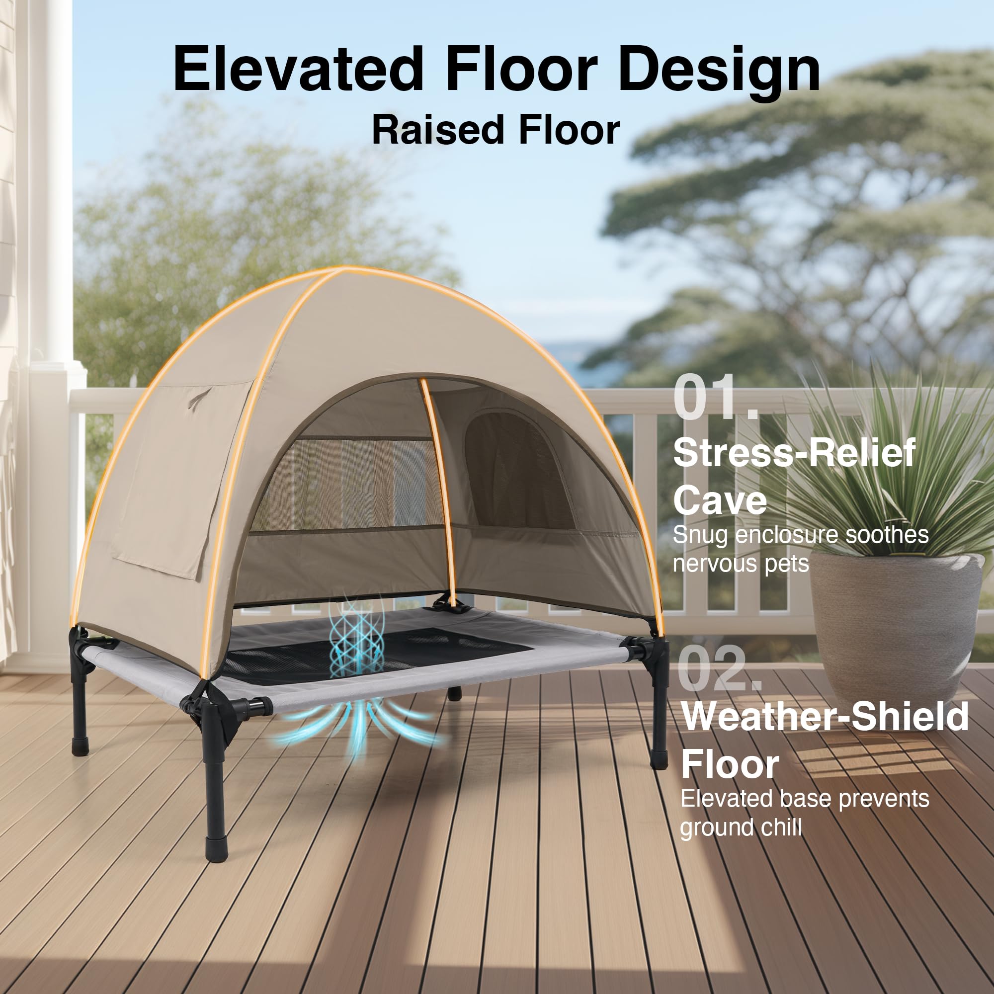 Aimease bed features silver-coated fabric to block harsh sun