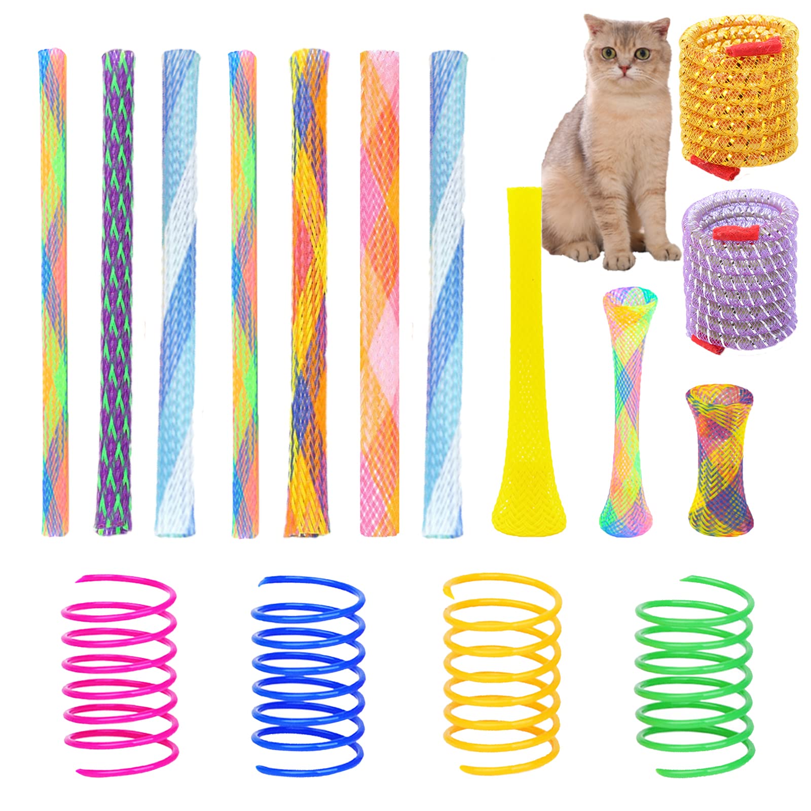AIMICOCA cat spring toy pack for colorful indoor kitten play and engagement