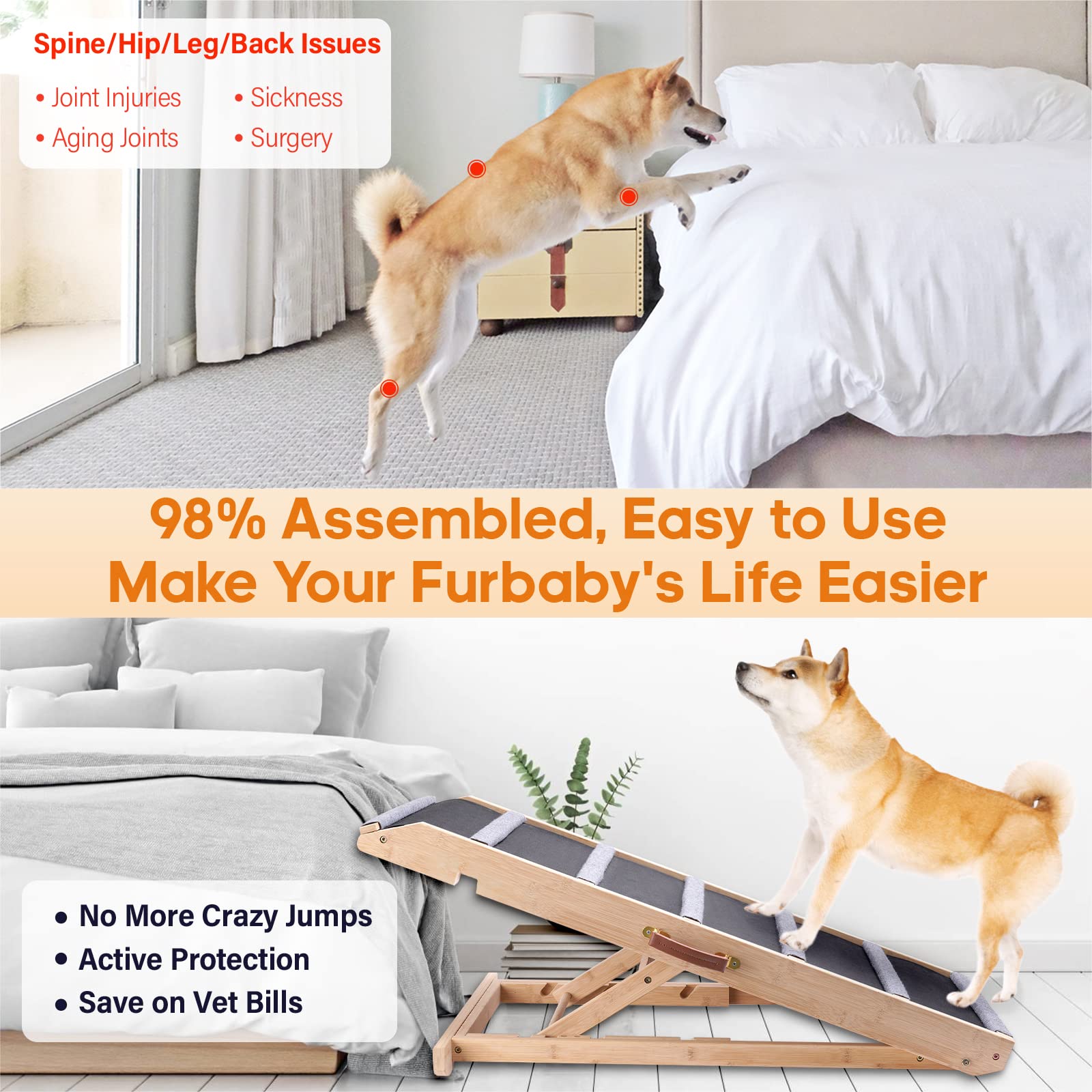 AIMSEAL dog ramp magnets and carrying handle simplify transport.