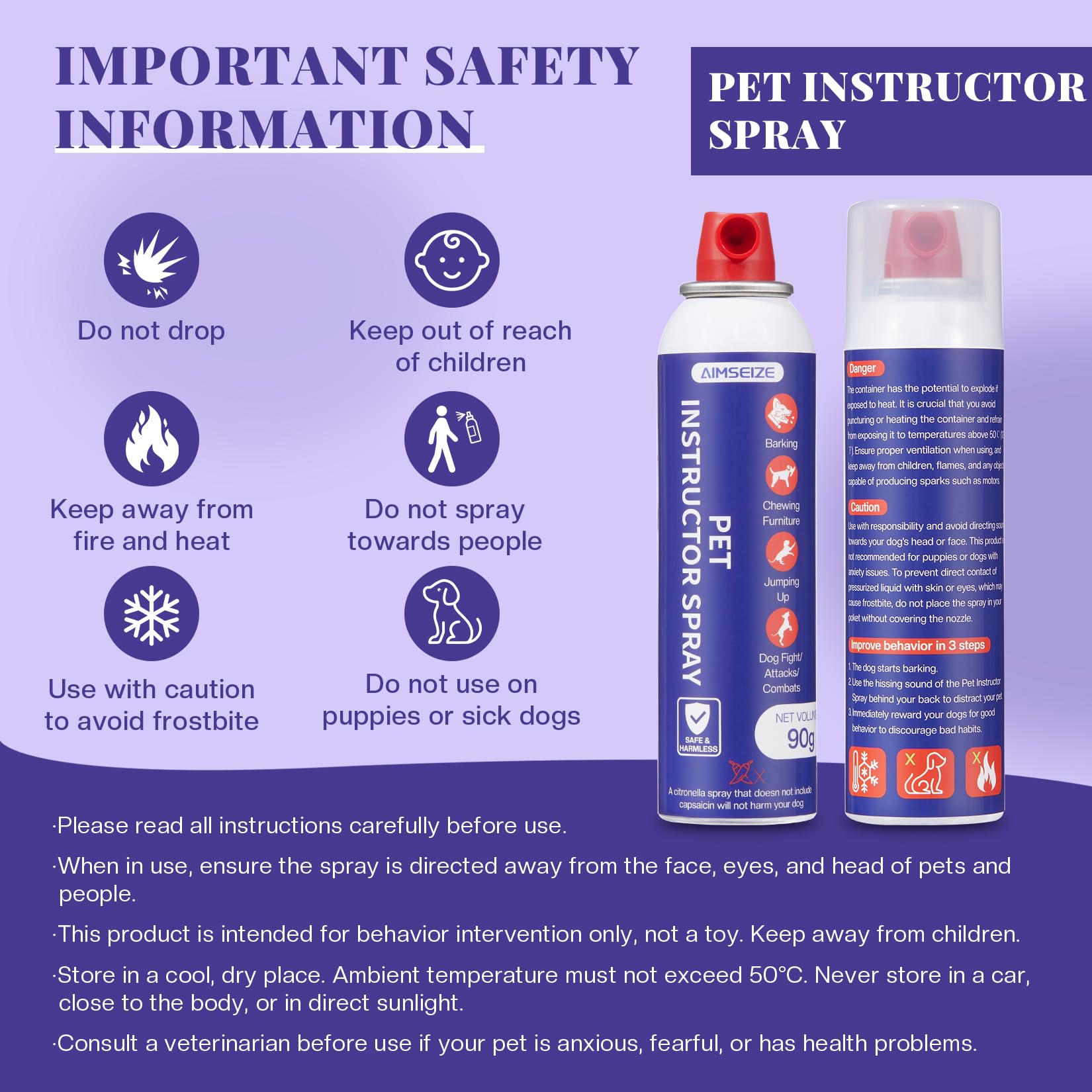 AIMSEIZE dog corrector spray closeup nozzle highlighting precise application