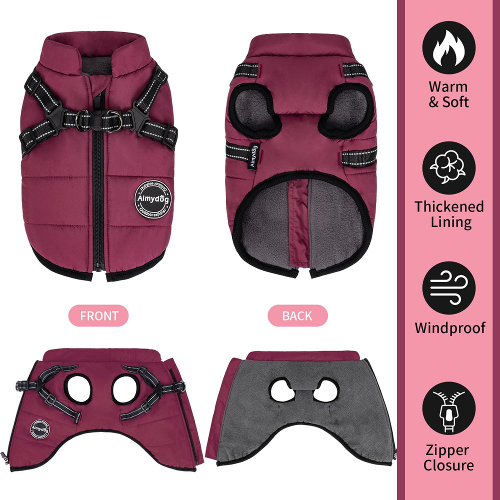 Aimydog Warm Dog Winter Coat reflective strips improve night visibility during walks.