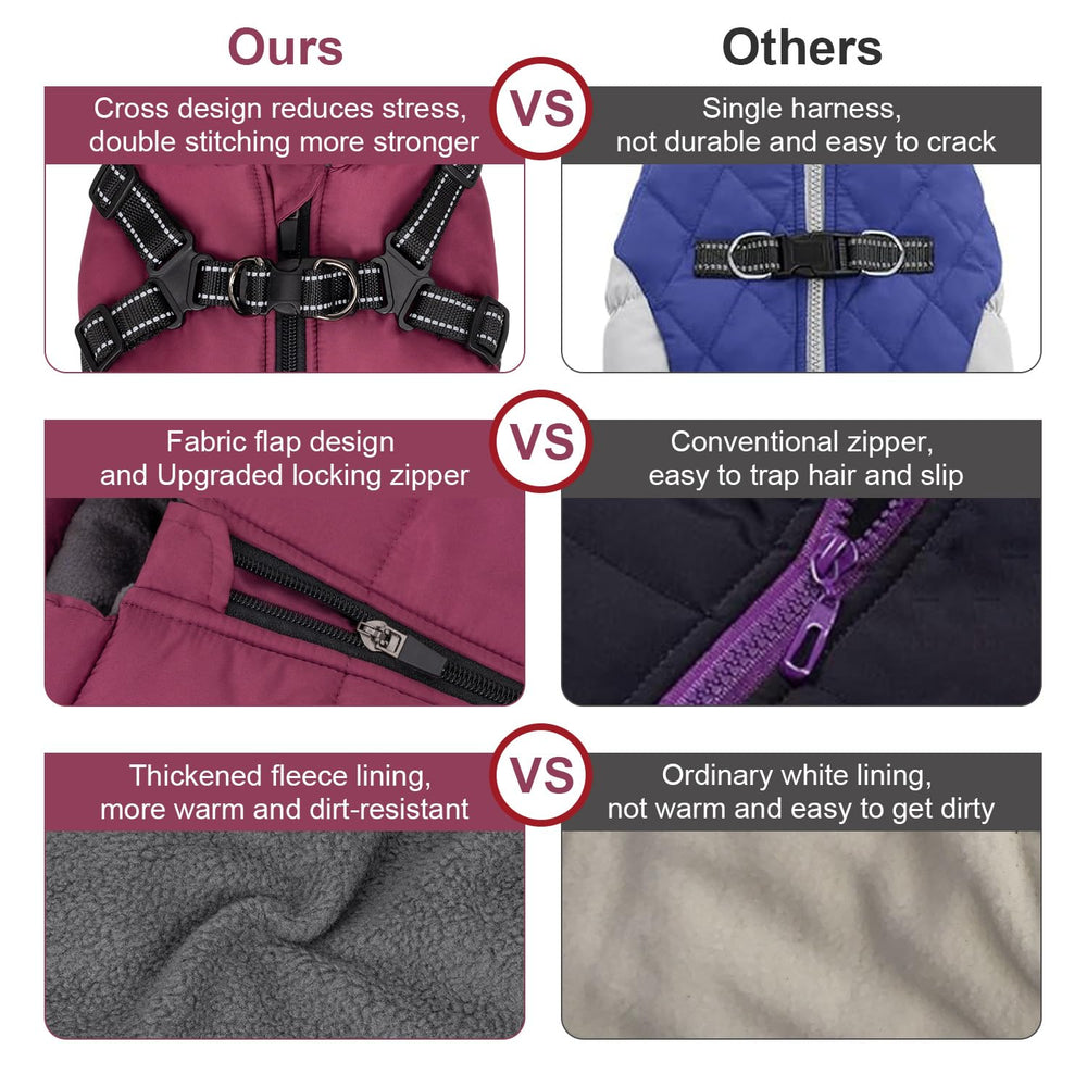 Aimydog Warm Dog Winter Coat waterproof fabric keeps dogs dry in snow or drizzle.