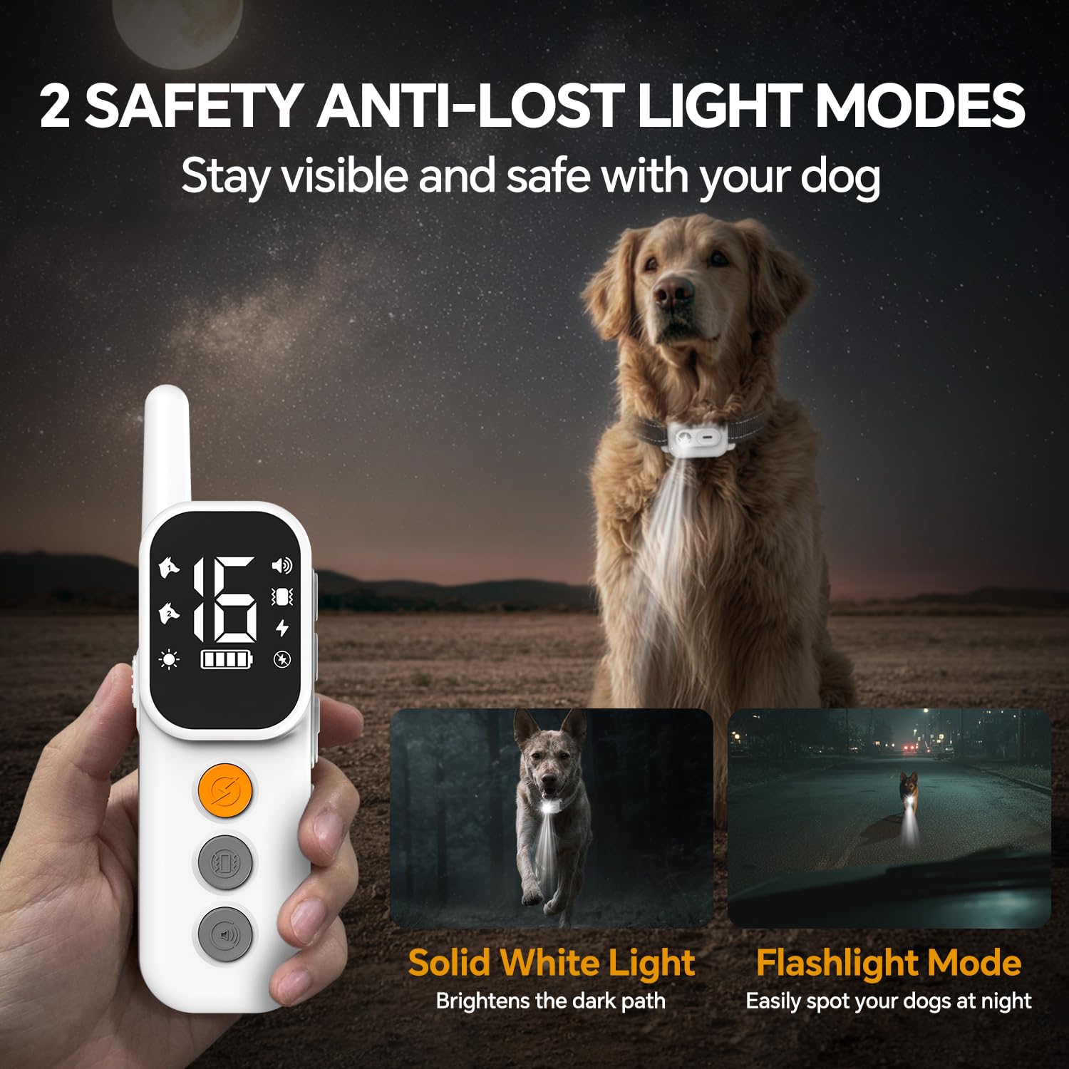 AINSYLI dog shock collar backlit display makes adjustments easy at dusk