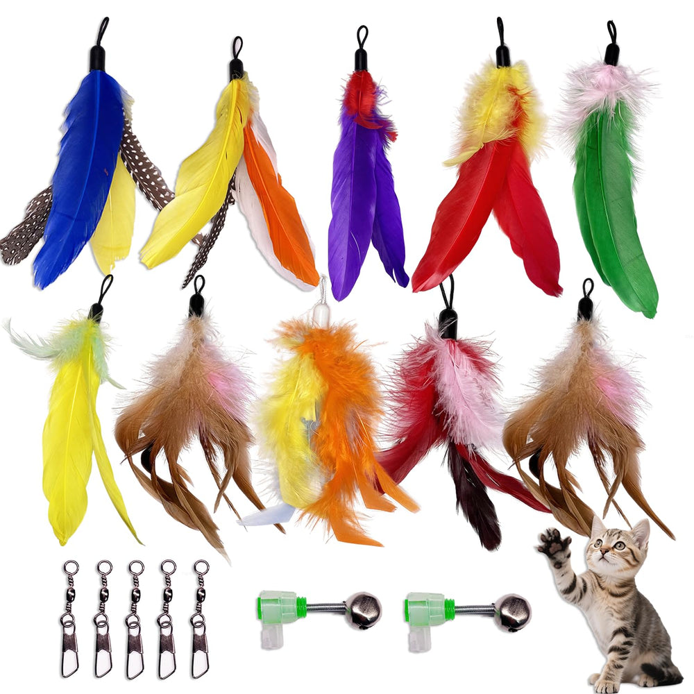 AINTE cat feather refills 10-pcs set for versatile indoor play and ongoing engagement.