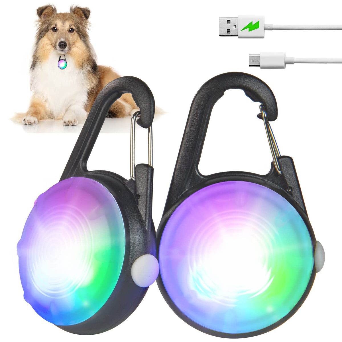 Aioauerk 4-modes dog collar light enhances night visibility for safer walks.